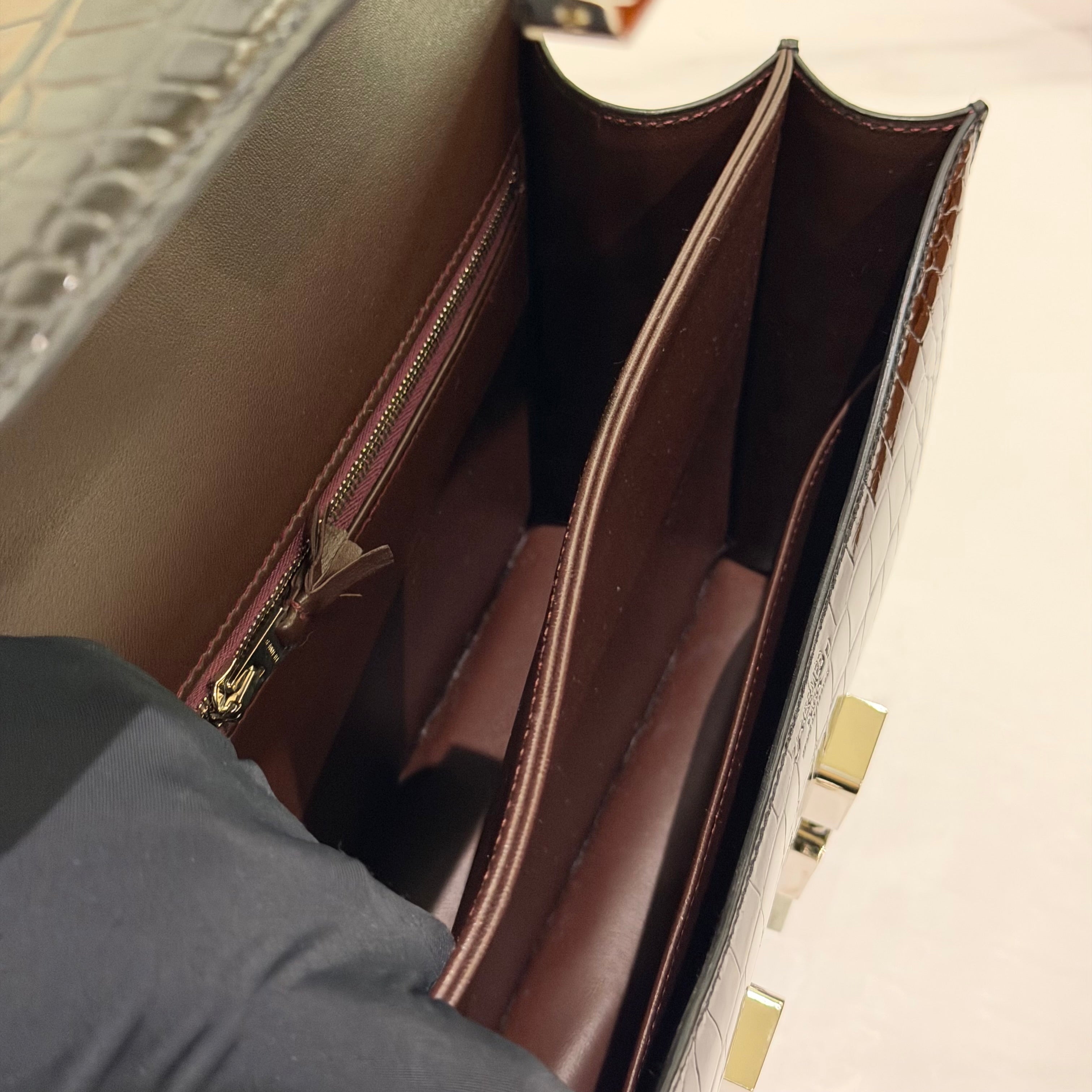 Hermes Constance 24 Shiny Crocodile Black with Silver Hardware (Stamp A)