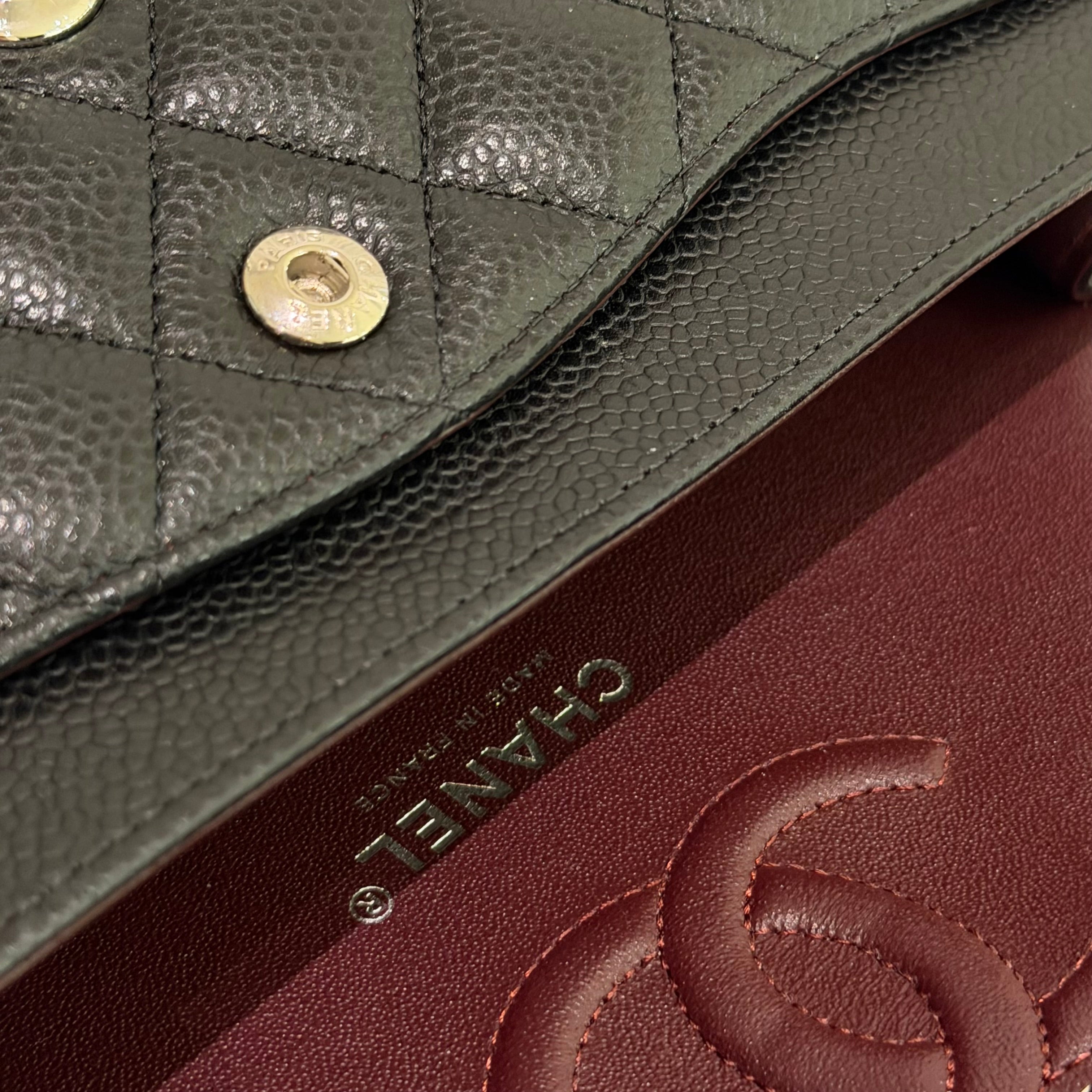 Chanel CF Small Black Silver Caviar Leather WOC Chip Version