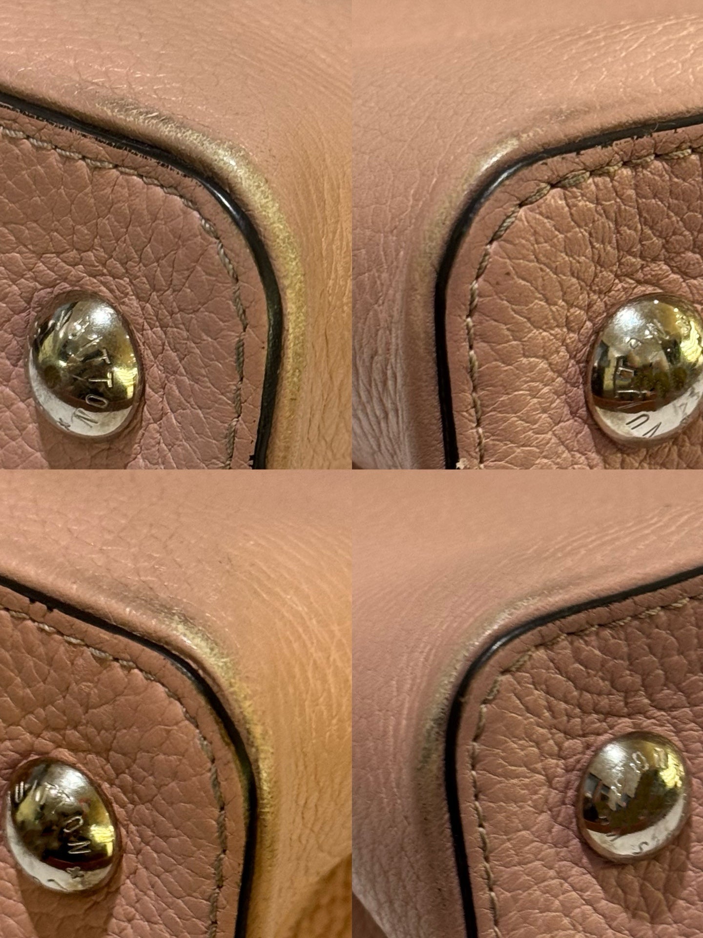 LOUIS VUITTON CAPUCINES MEDIUM PINK LEATHER WITH SILVER HANDLE HARDWARE