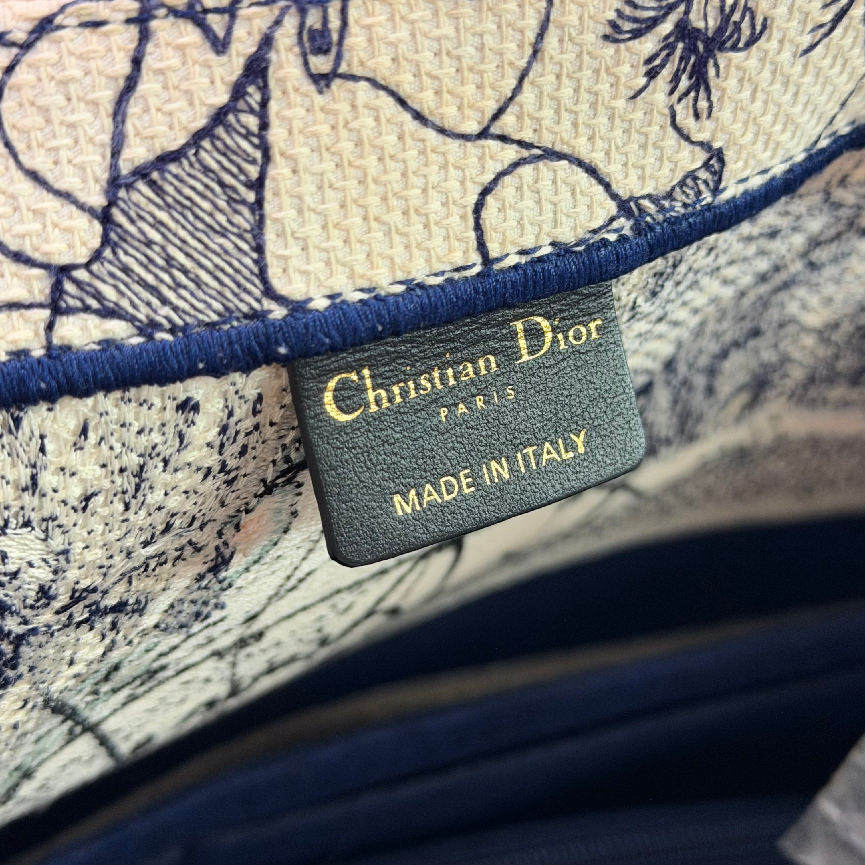 DIOR Blue & White Nautical Embroidery Star Tote Bag