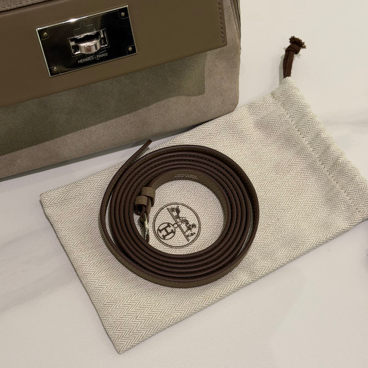 Hermes 24/24 Mini Etoupe Suede and Leather (Stamp K)