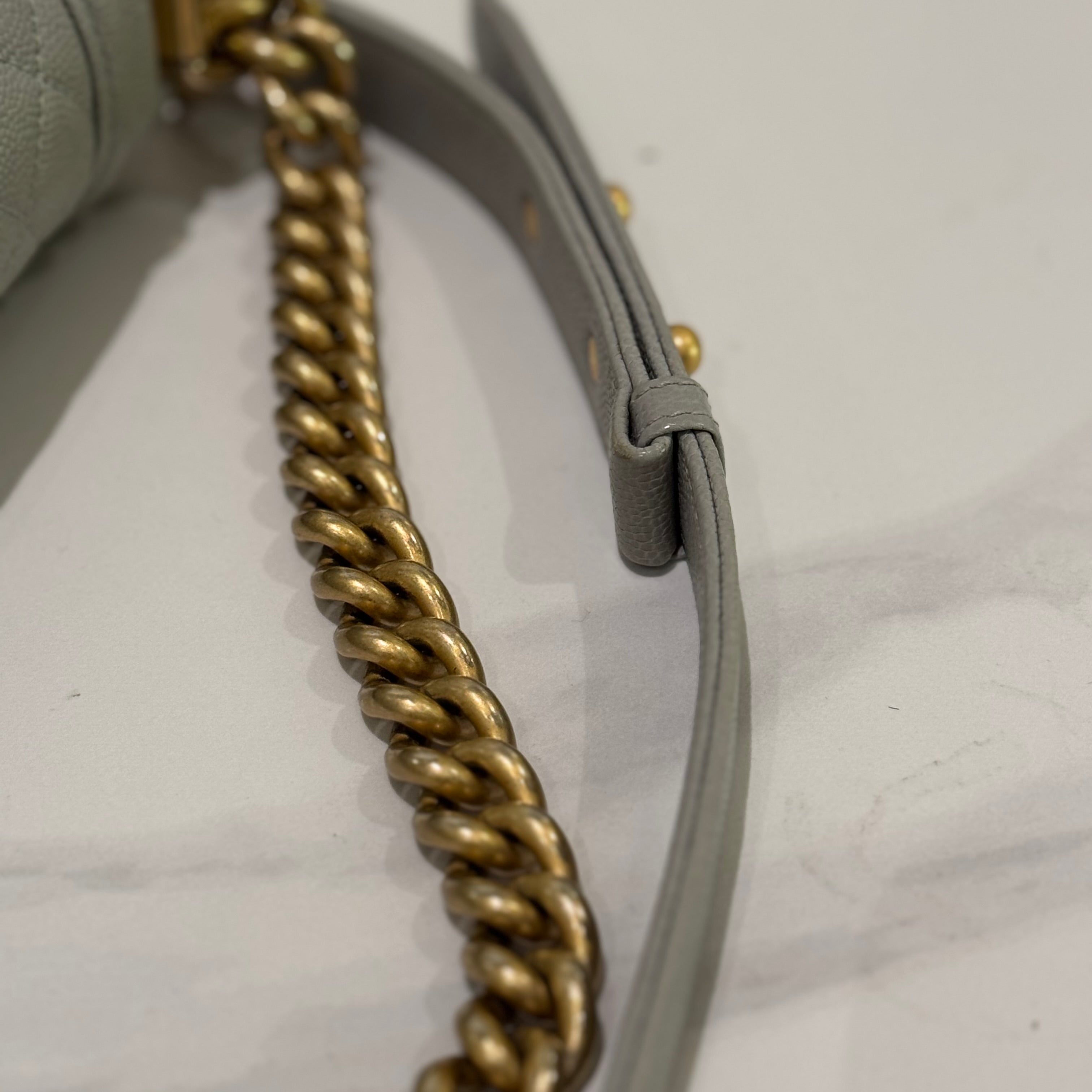 CHANEL LEBOY MEDIUM PEARL GREY WITH GOLD HARDWARE