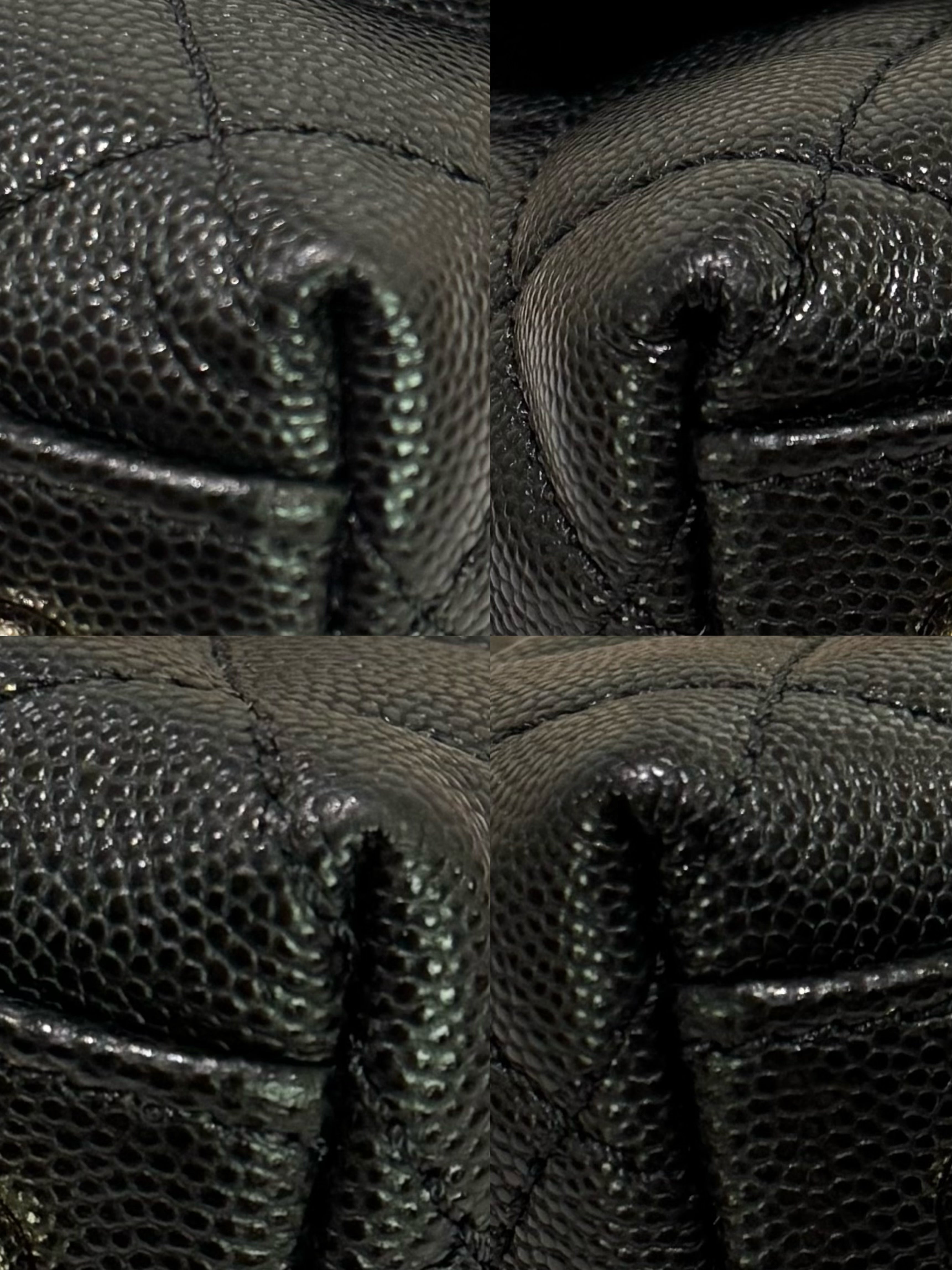 CHANEL FLAP BAG WITH TOP HANDLE CAVIAR LEATHER CHAIN BAG (FULL STICKERS, CHIP VERSION)