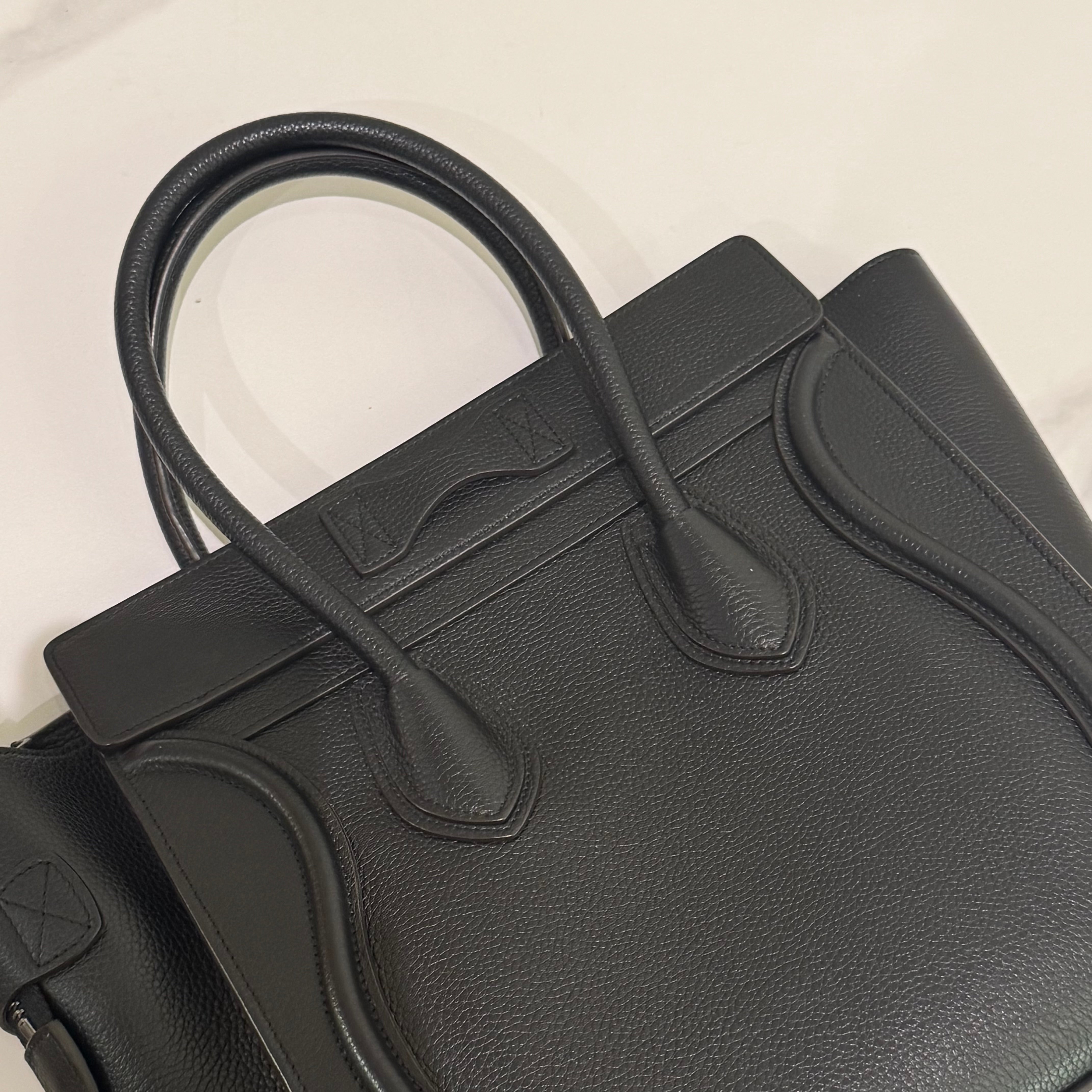 CELINE LUGGAGE MICRO TOTE BLACK WITH SILVER HARDWARE