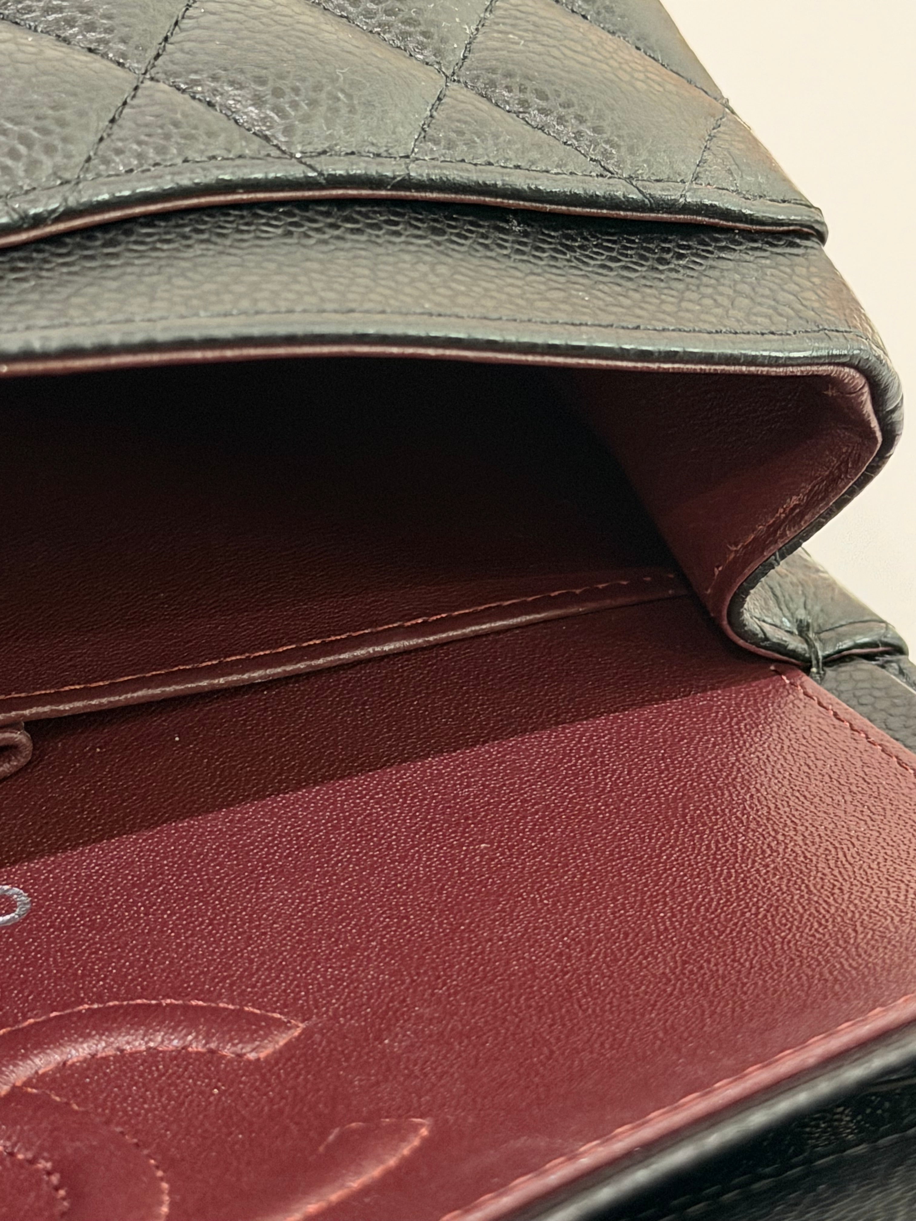 Chanel CF Small Black Silver Caviar Leather WOC Chip Version