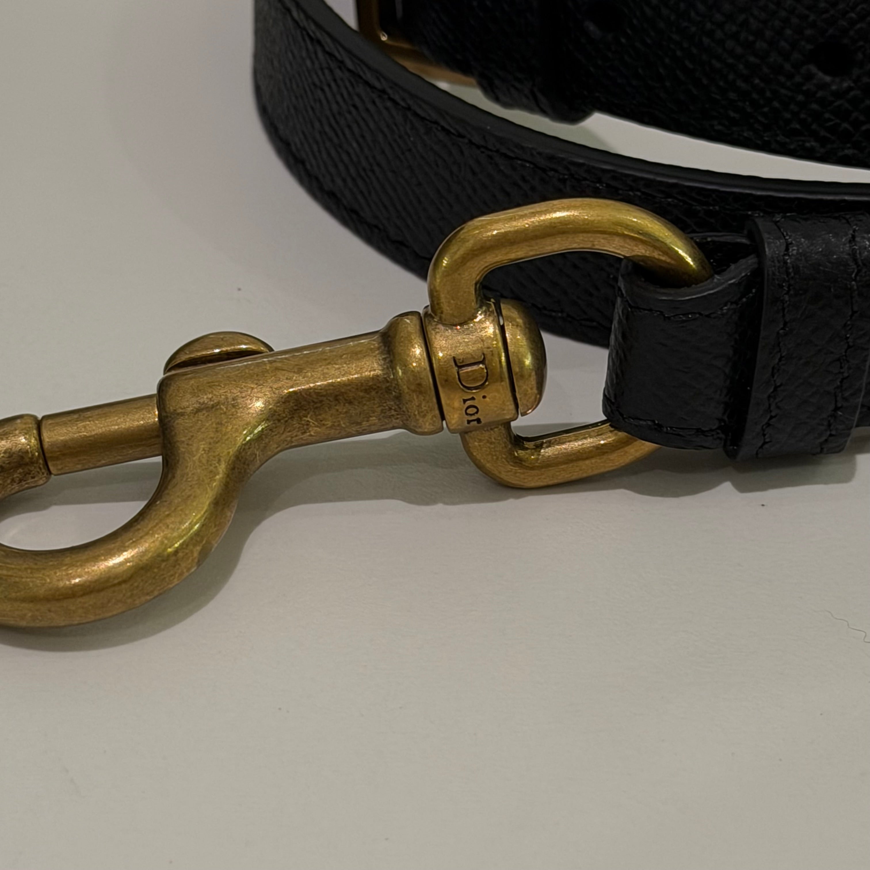 Dior Saddle Medium Black Grained Leather with Gold Hardware Top Handle & Shoulder Bag