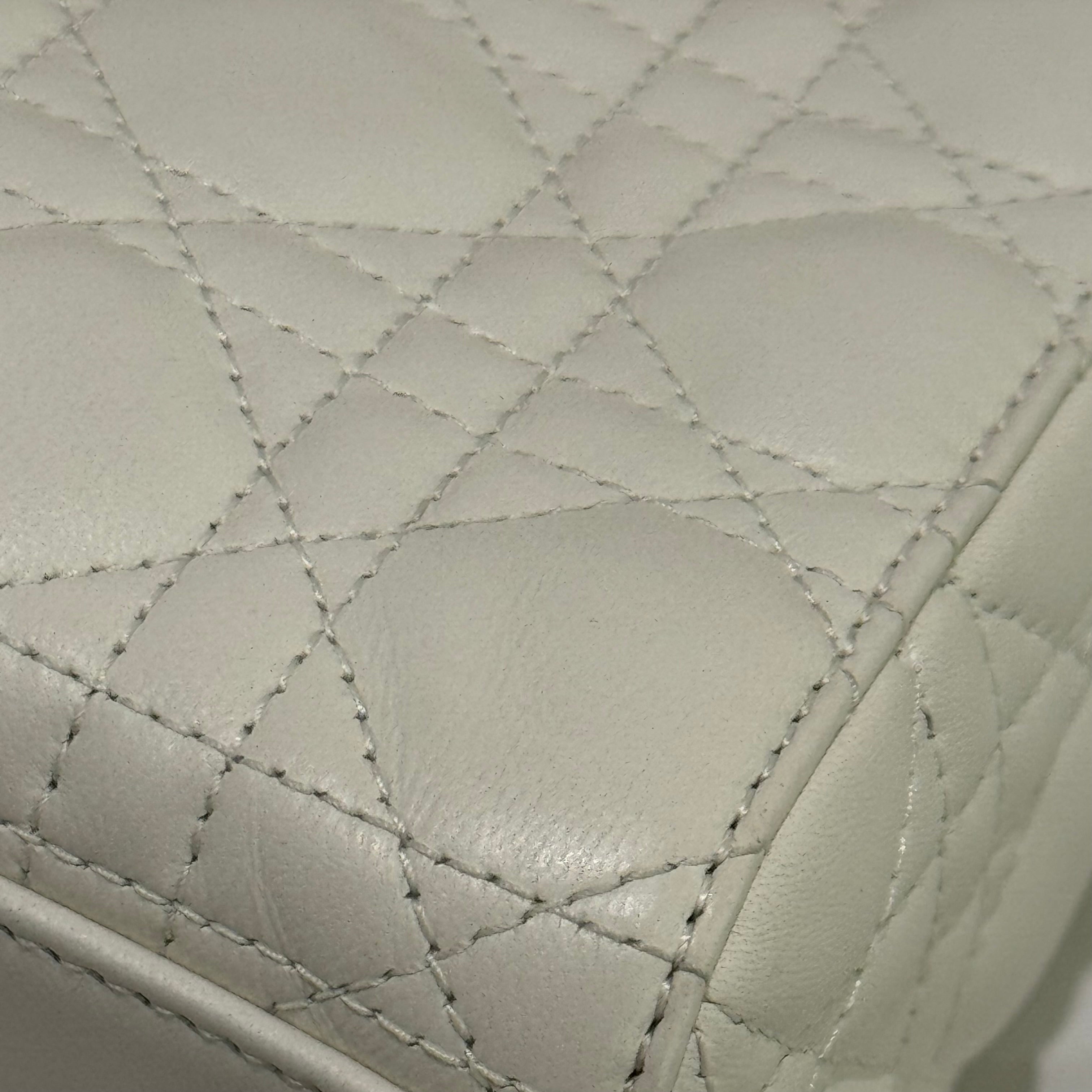 DIOR LADY DIOR SMALL WHITE LAMBSKIN (FOUR GUSSETS)