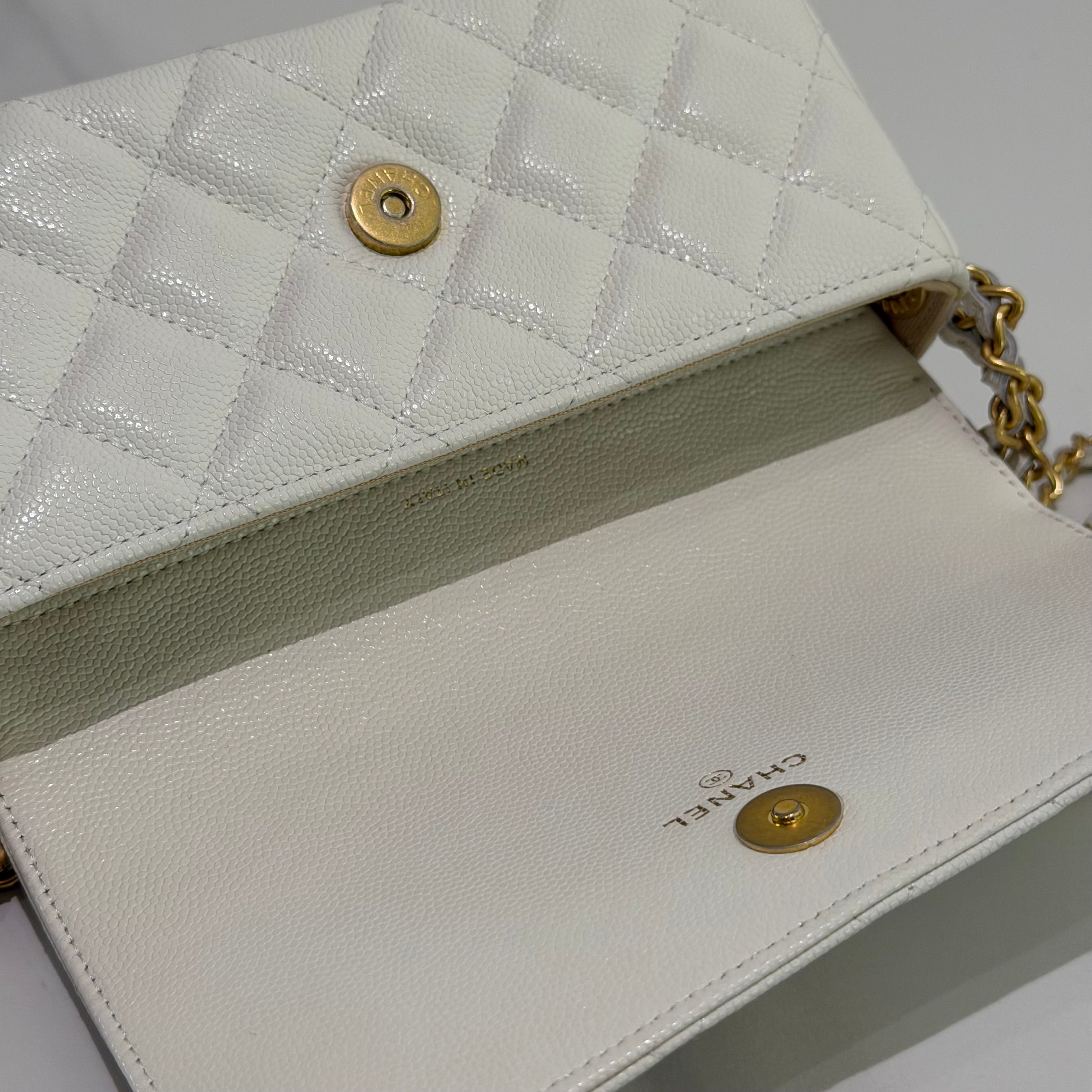 Chanel 22A Coin Baguette Bag Grained Calfskin with Chain (Chip Model)