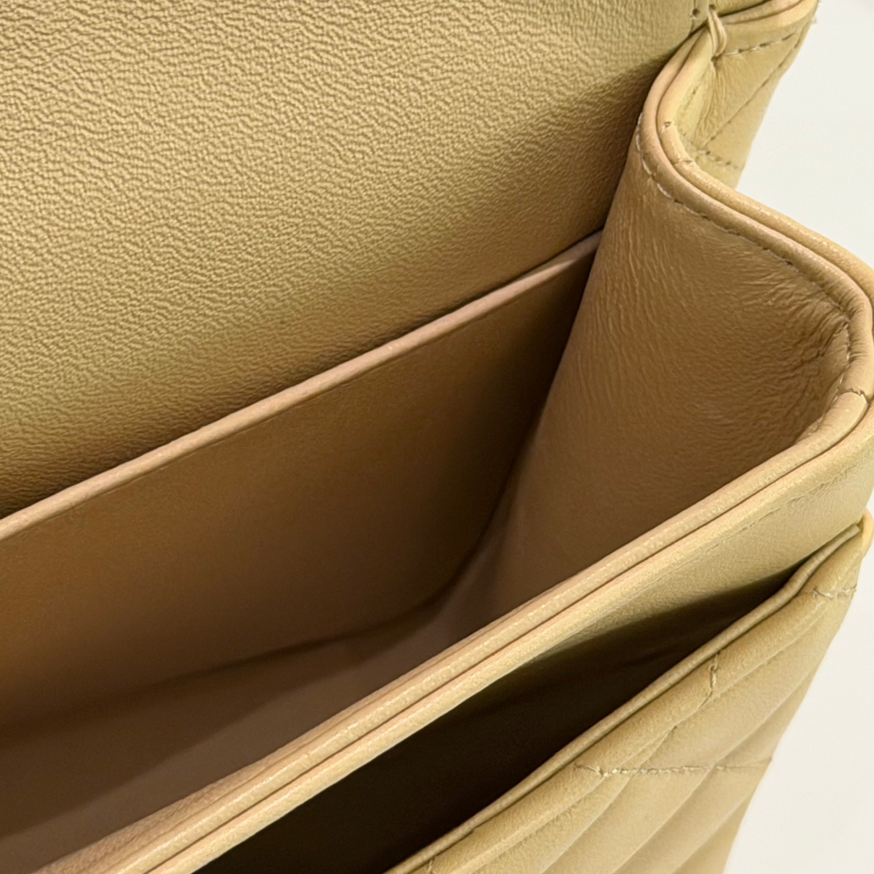 Chanel Classic Flap Medium Beige Lambskin with Gold Hardware