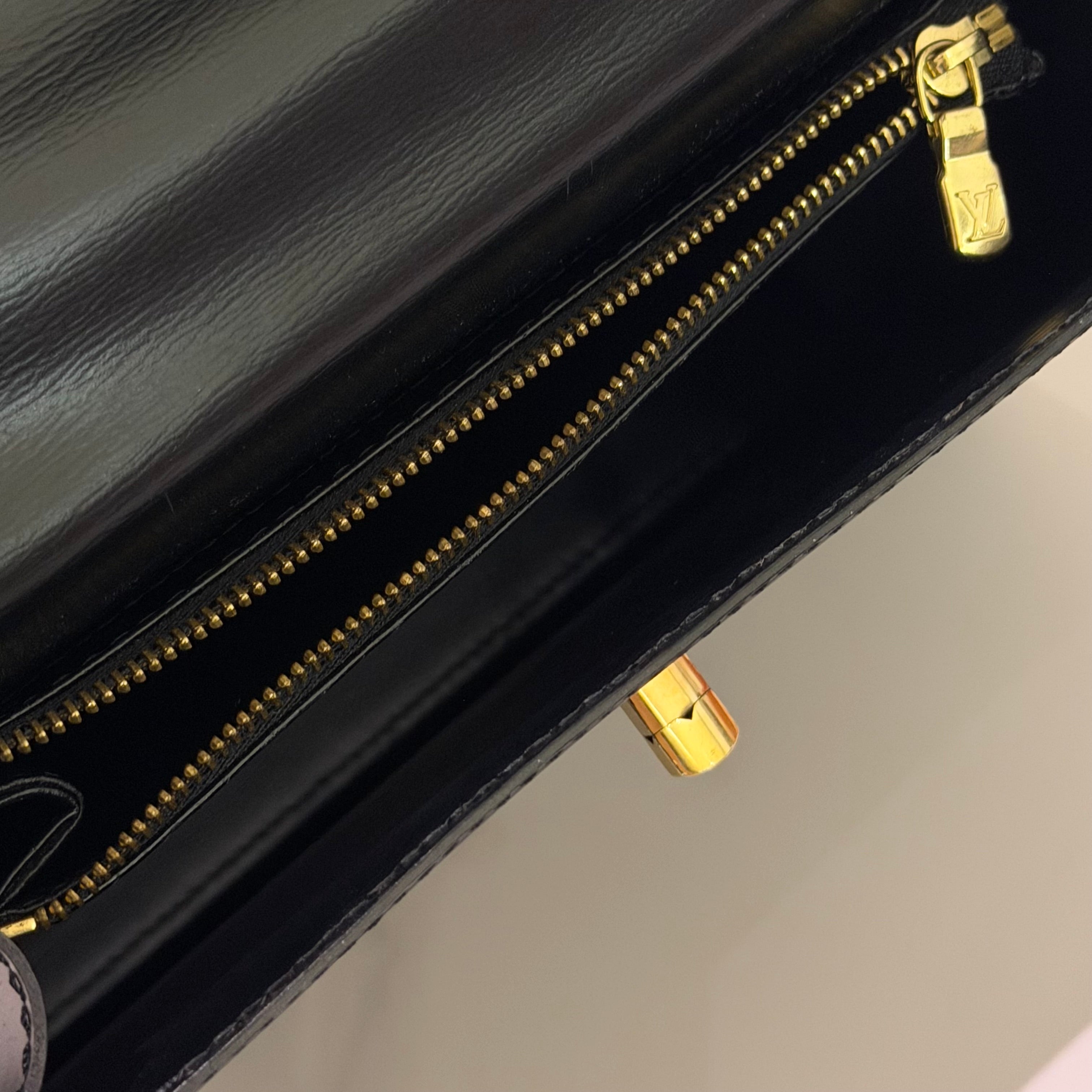 Louis Vuitton Epi Leather Black Top Handle Bag with Gold Hardware (Vintage)