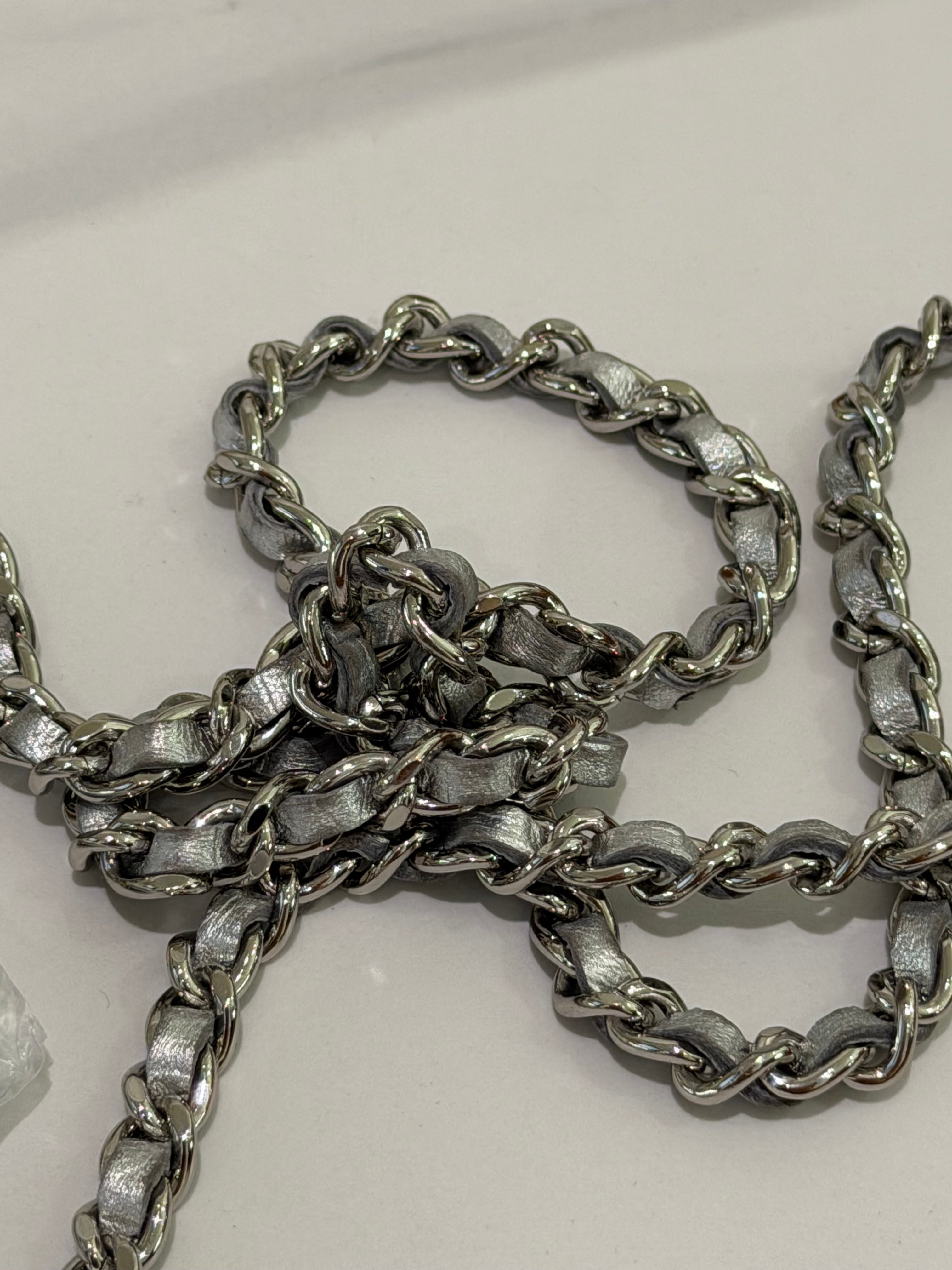 CHANEL WOC Silver Round-Ring Chain Wallet