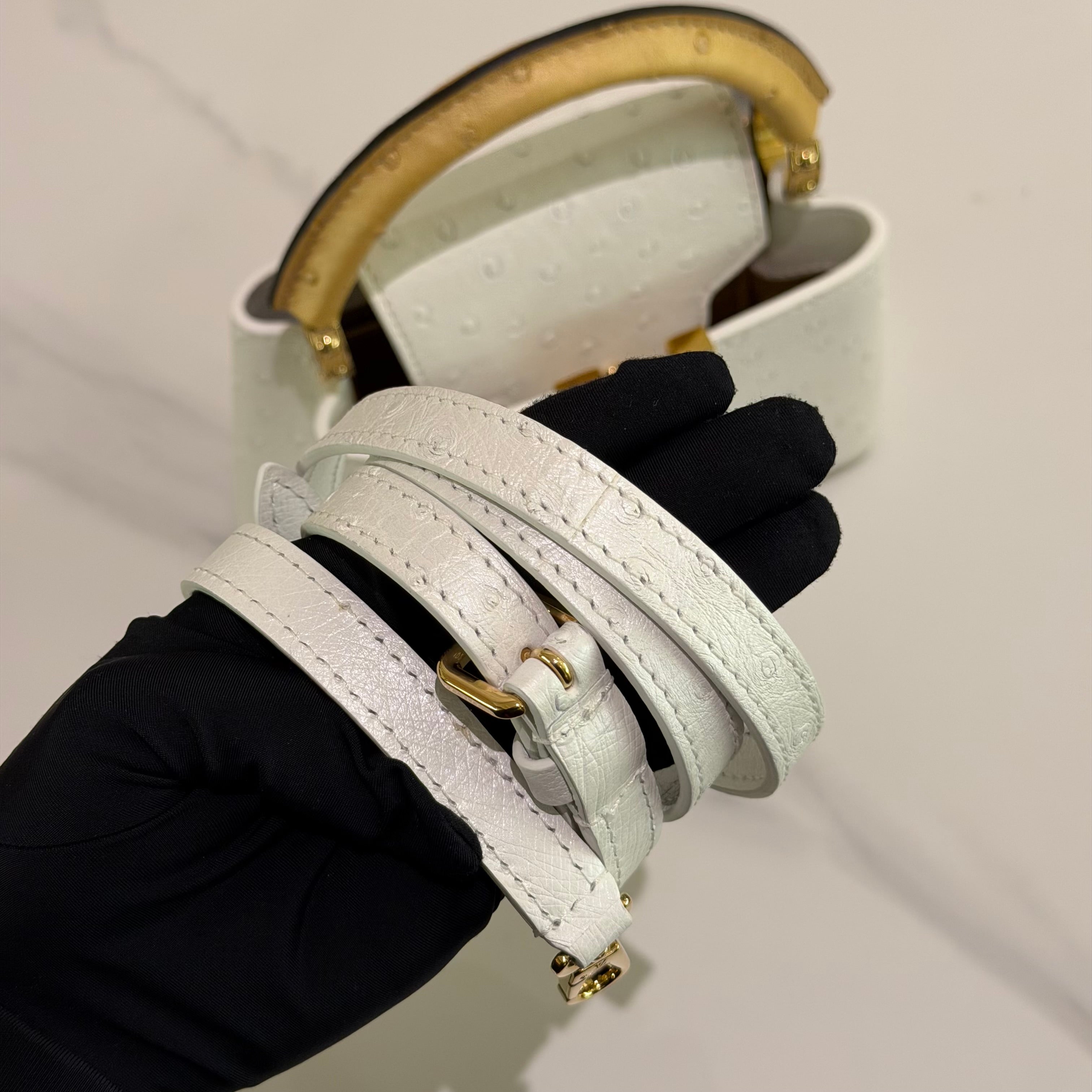 Louis Vuitton Capucines Mini Pearl White Ostrich Leather