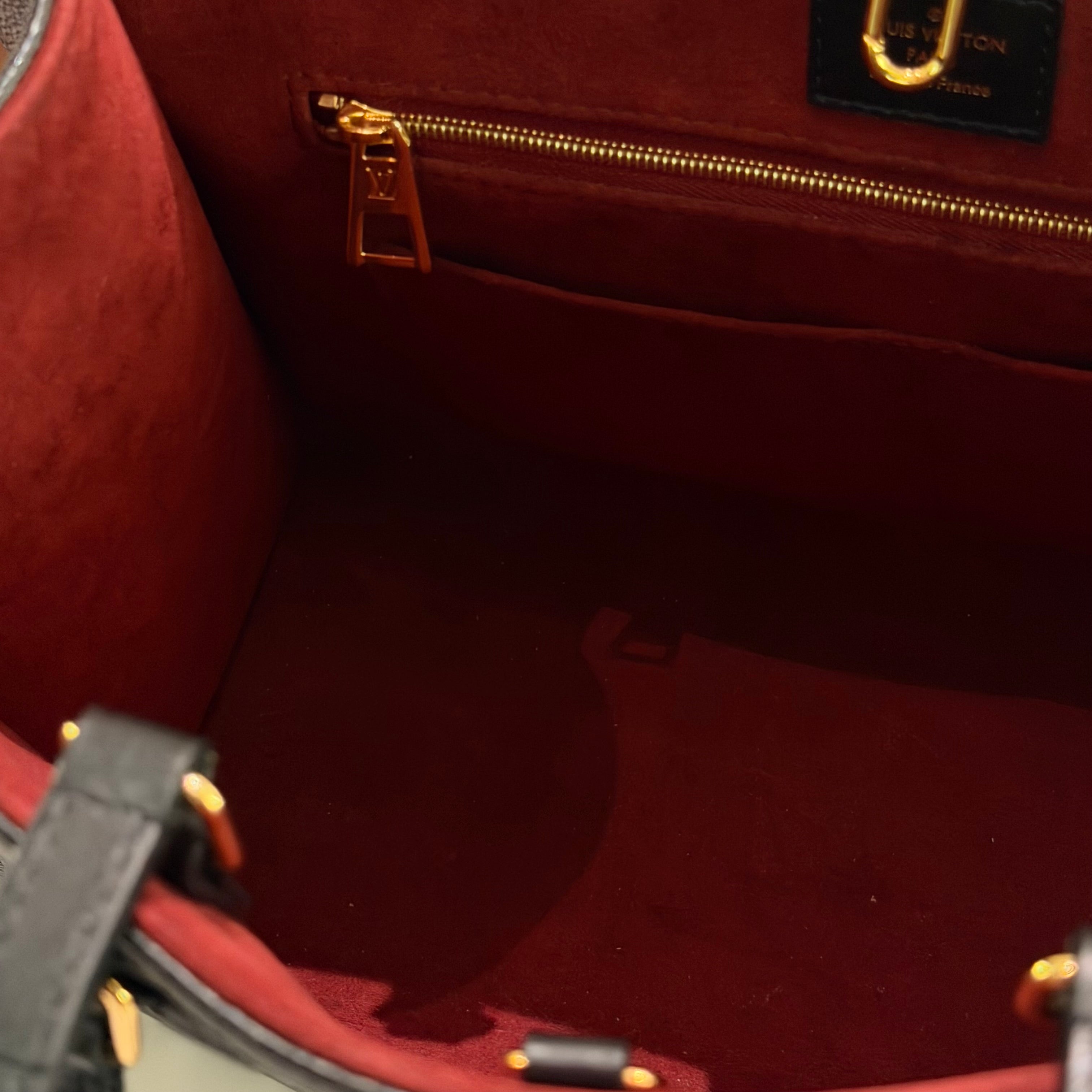 LOUIS VUITTON ON THE GO TOTE MEDIUM BLACK AND WHITE EMBOSSED LEATHER BAG