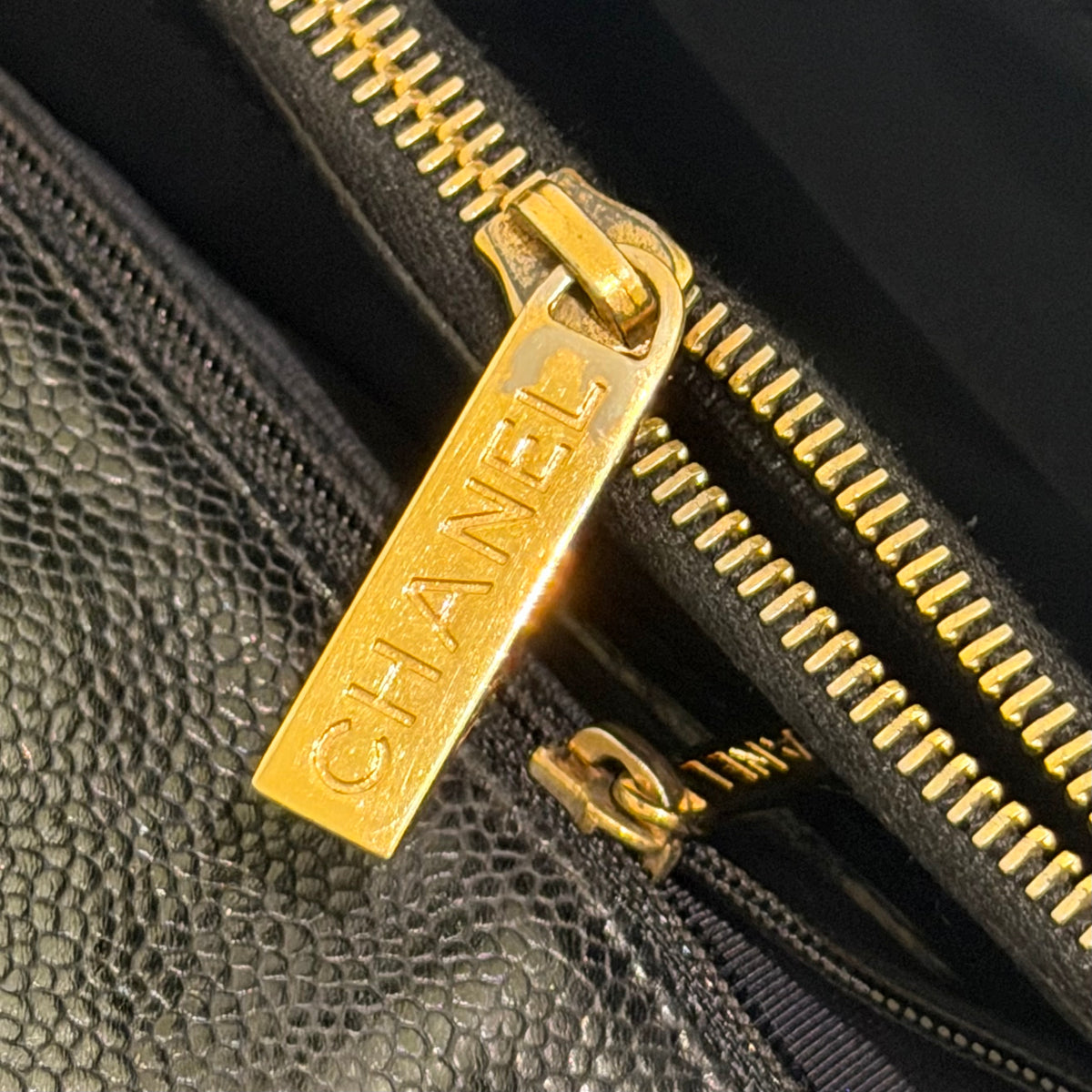 Chanel GST Grand Shopping Tote Black Caviar Leather with Gold Hardware