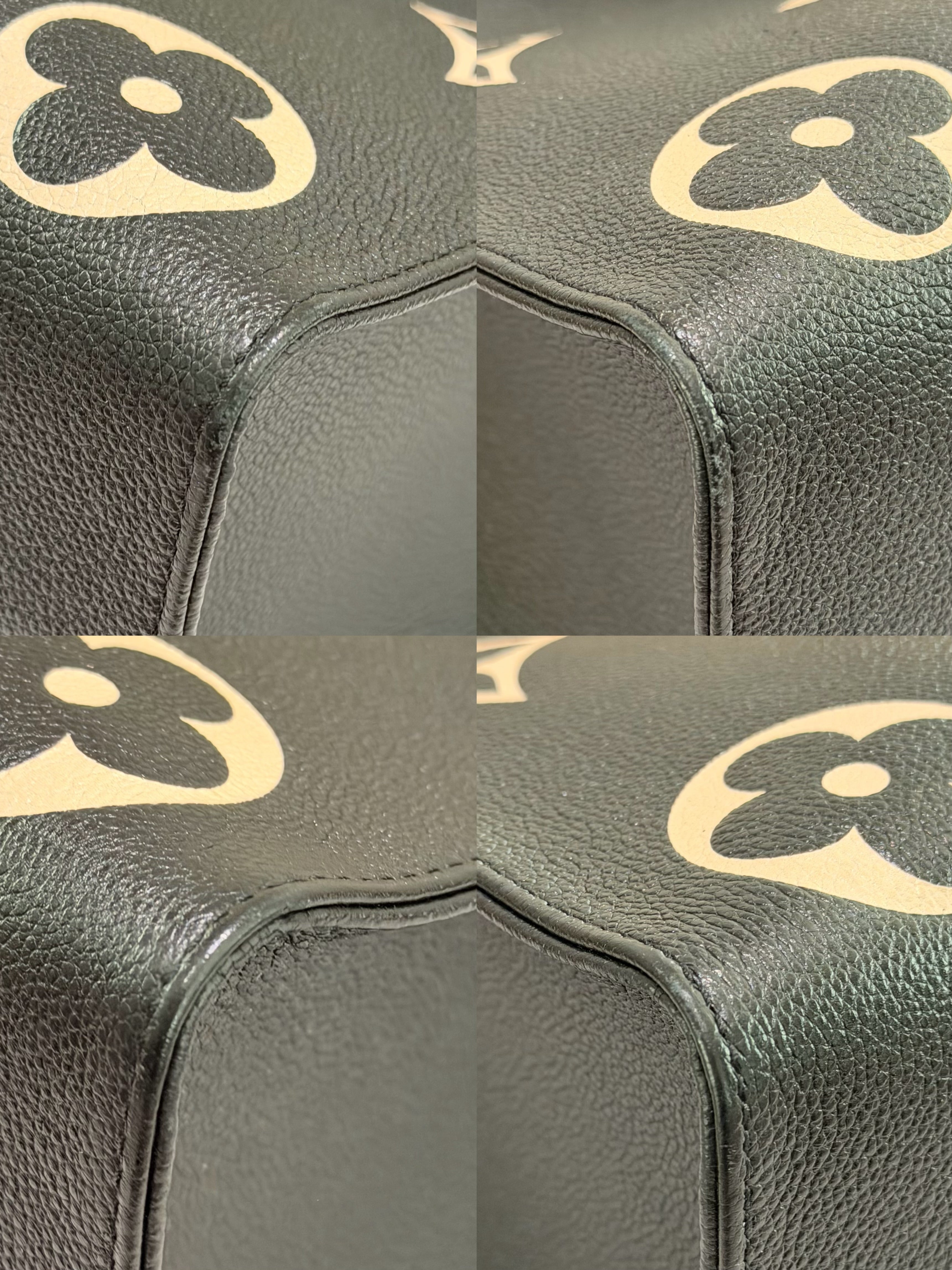 LOUIS VUITTON ON THE GO TOTE MEDIUM BLACK AND WHITE EMBOSSED LEATHER BAG