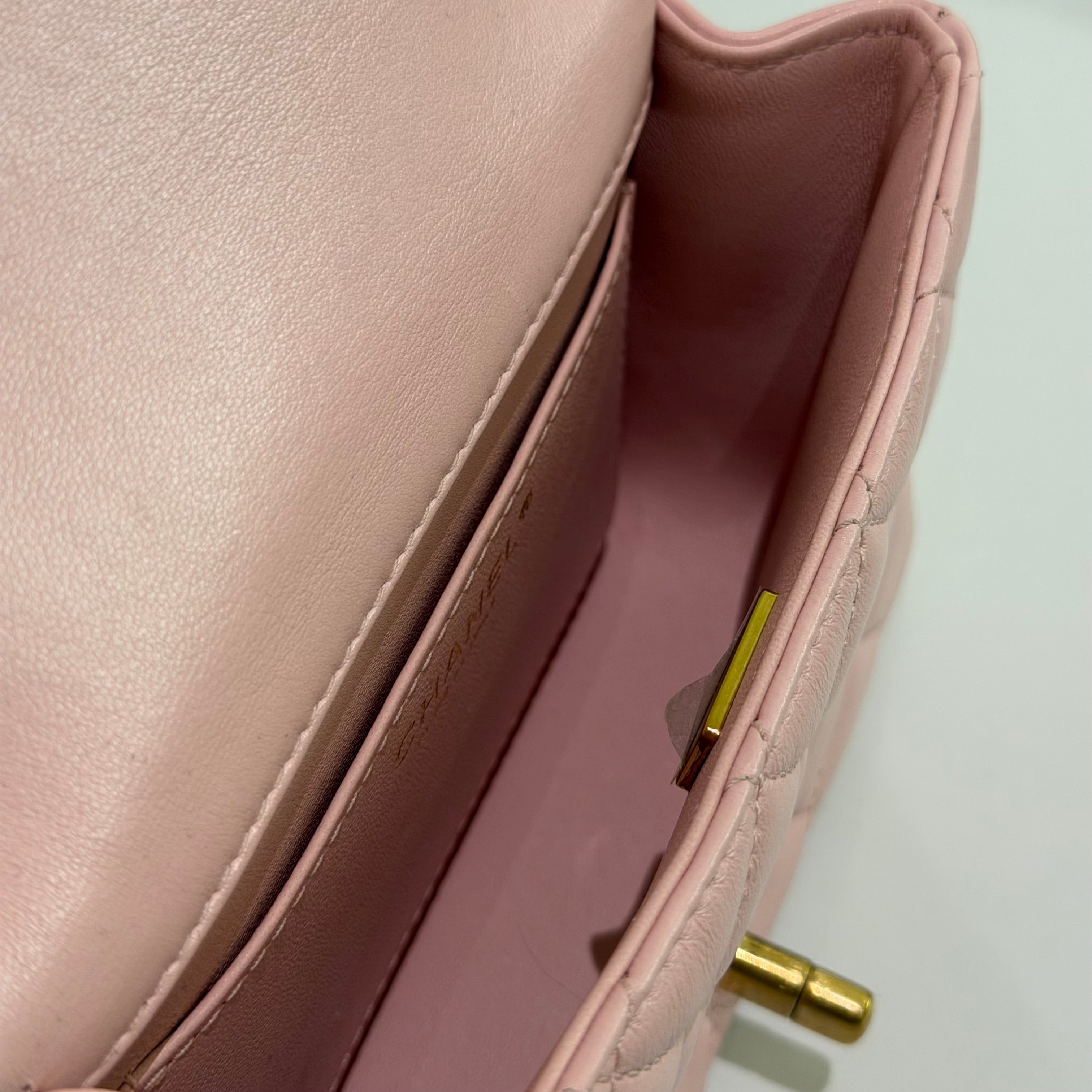 Chanel CF Mini Pink Lambskin Pearl Chain Bag