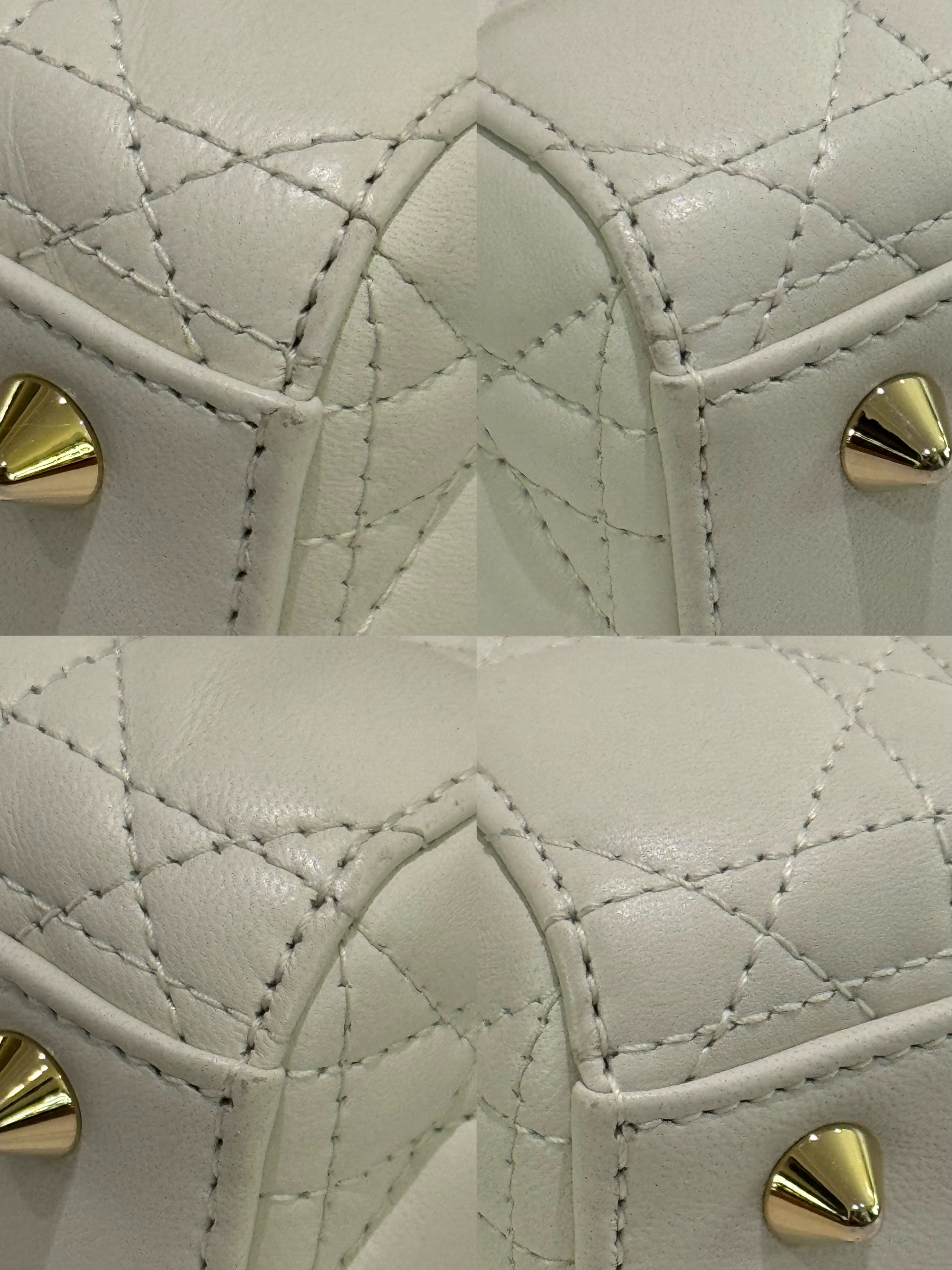 DIOR LADY DIOR SMALL WHITE LAMBSKIN (FOUR GUSSETS)