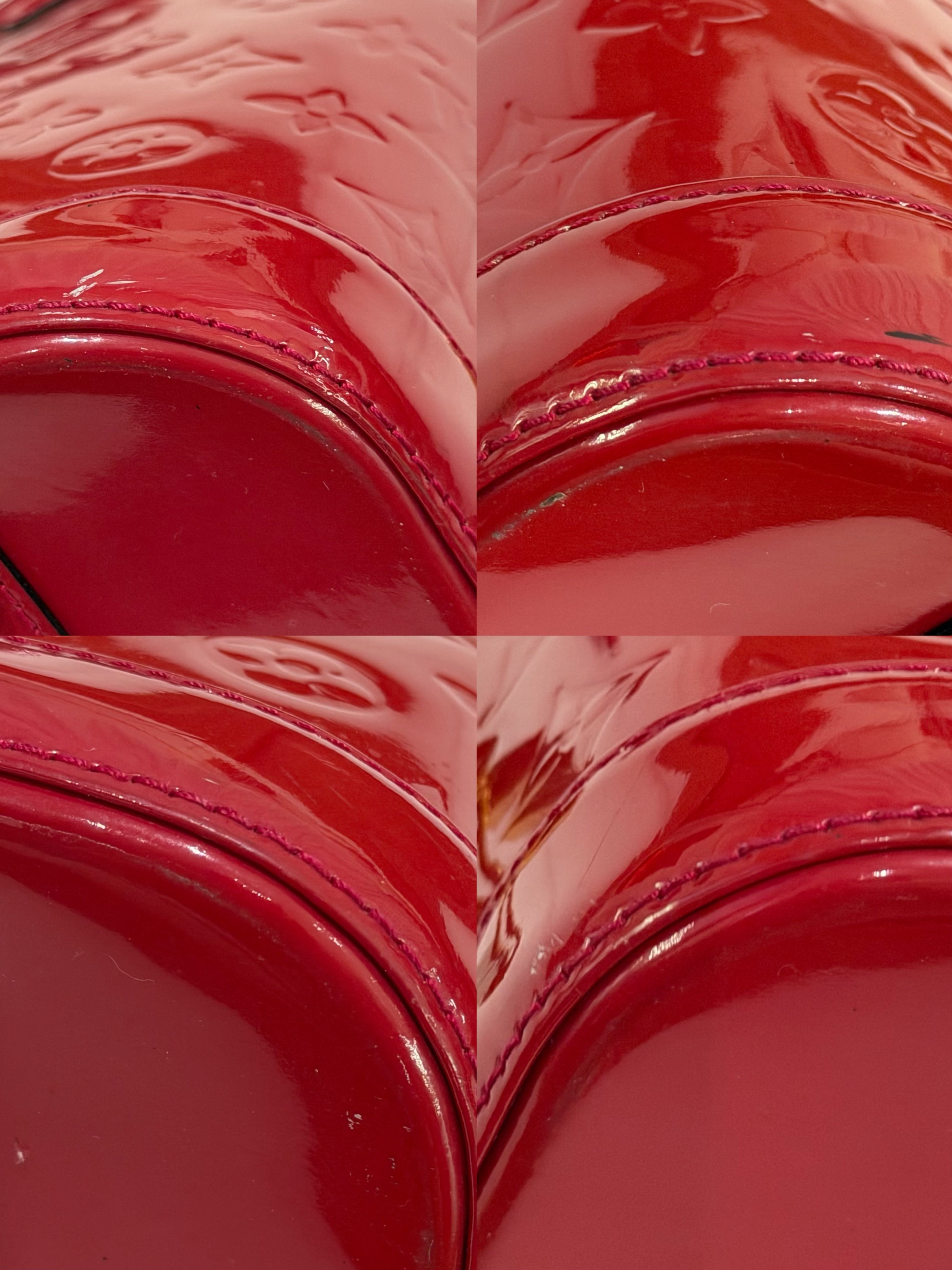 LOUIS VUITTON ALMA MEDIUM RED VERNIS LEATHER HANDBAG