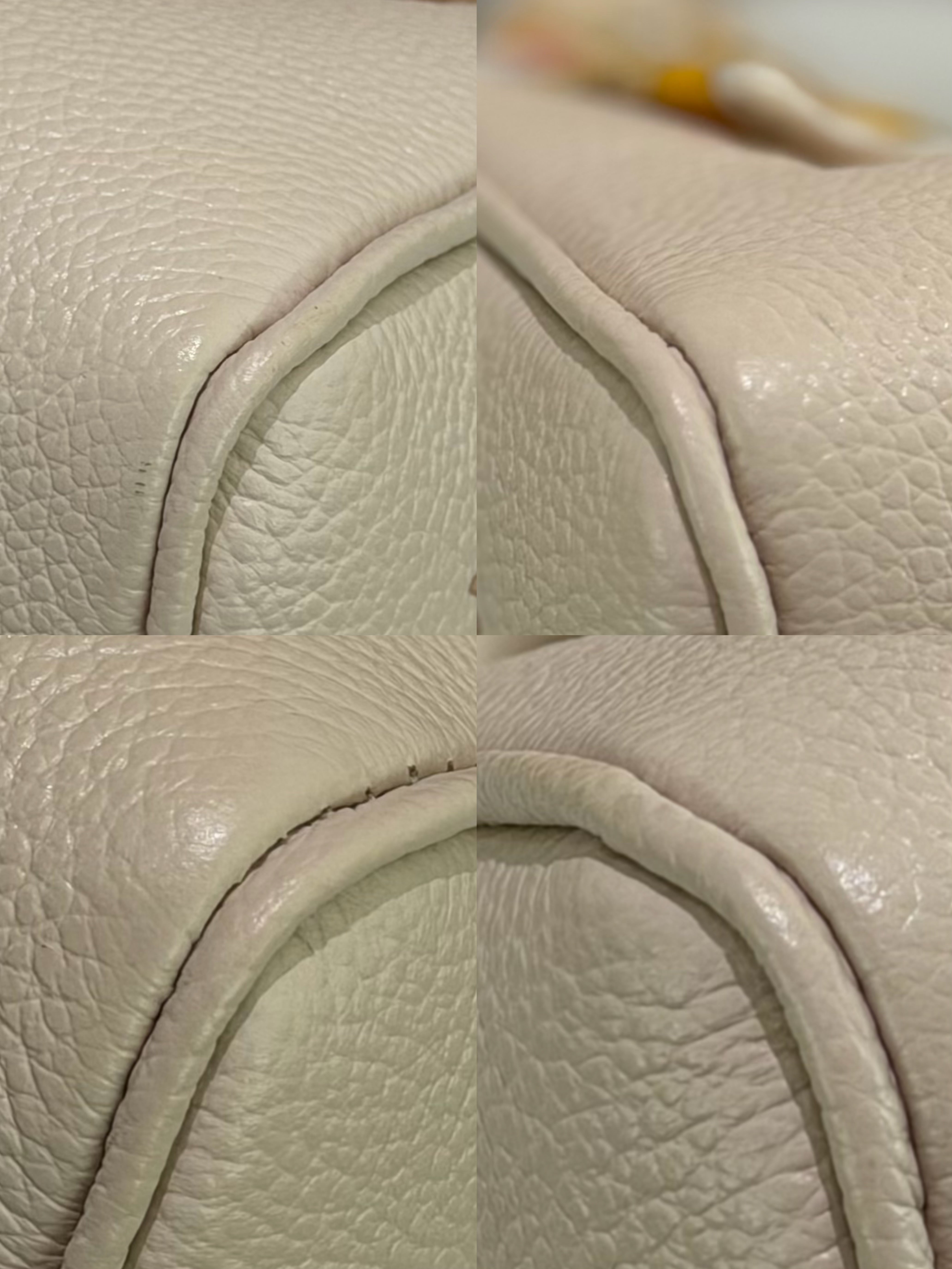 Louis Vuitton Speedy 20 Cream White & Pink Embossed Leather