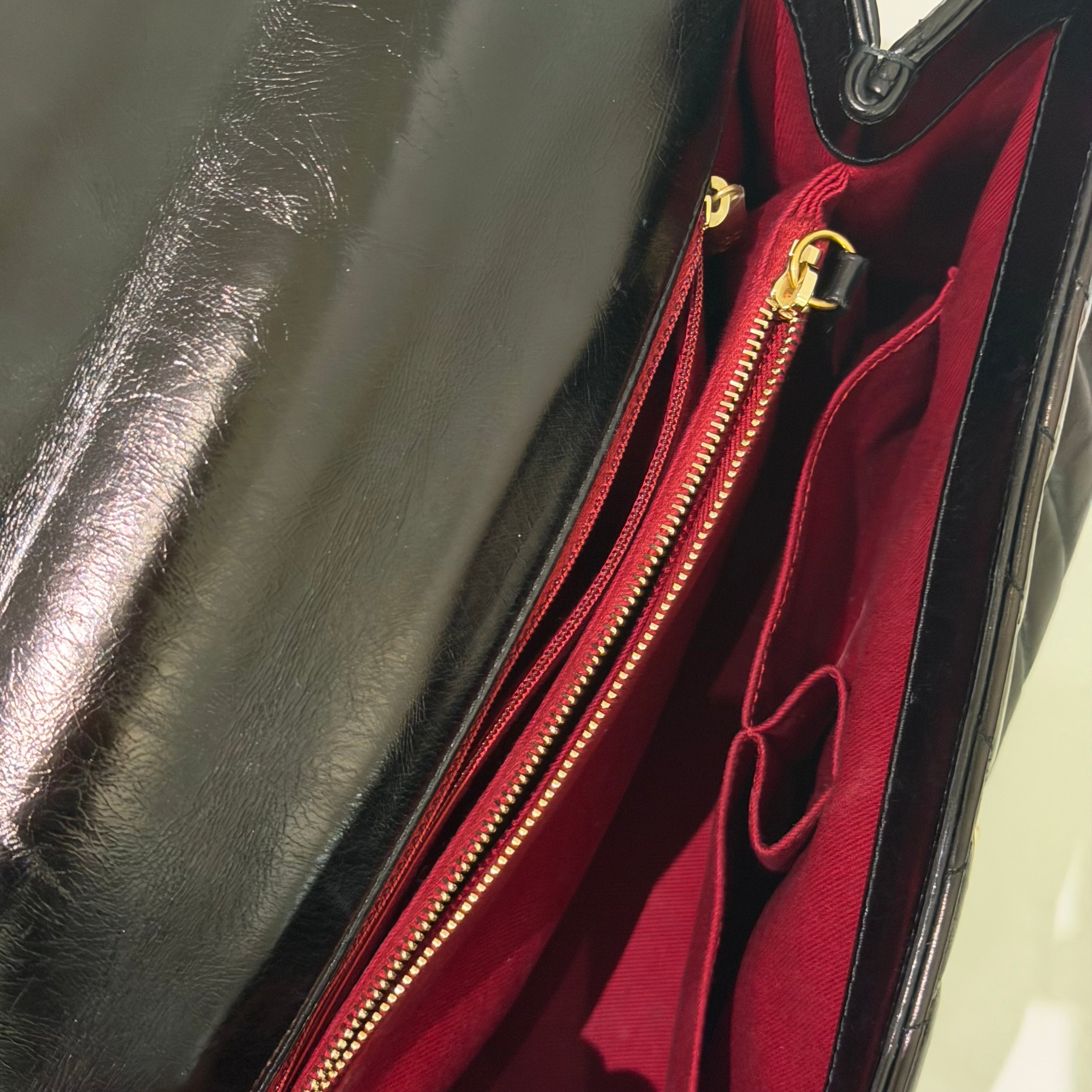 Chanel Coco Handle Medium Black Calfskin V-Quilted with Gold Hardware