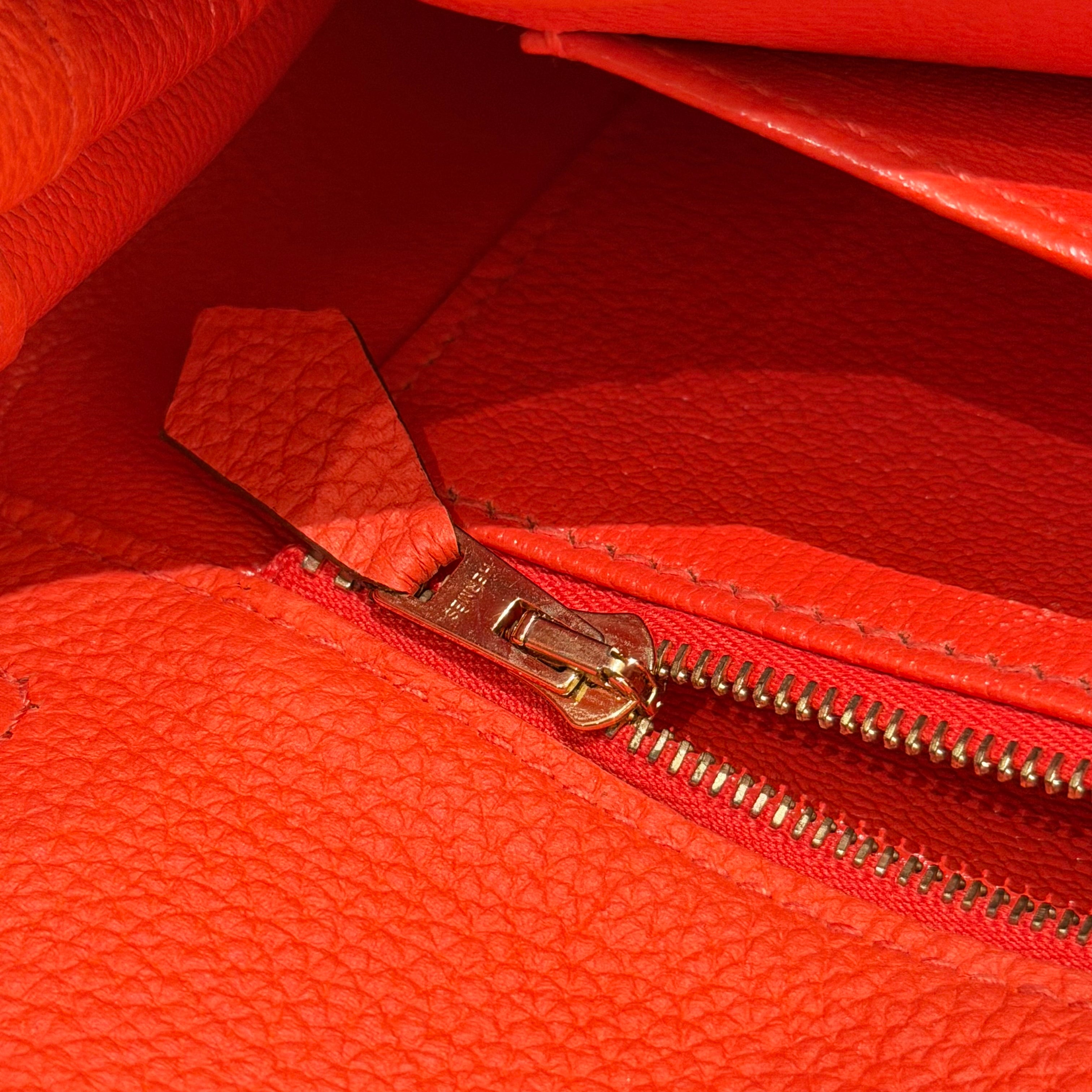 Hermes So Kelly 26 Orange-Red Bucket Shopping Bag (Stamp T)