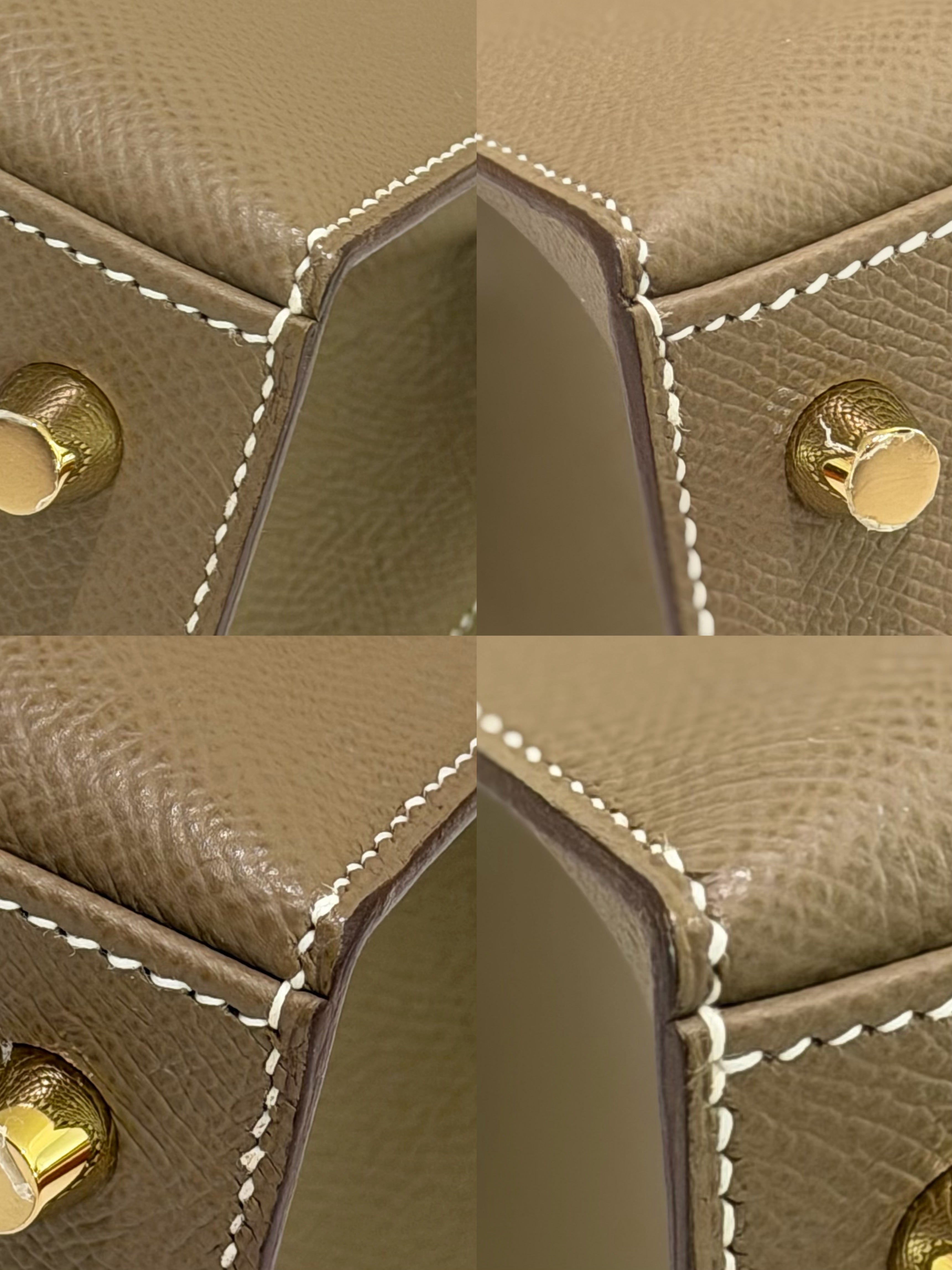 HERMES Kelly 25 Etoupe with Gold Hardware Epsom Leather (Stamp B)