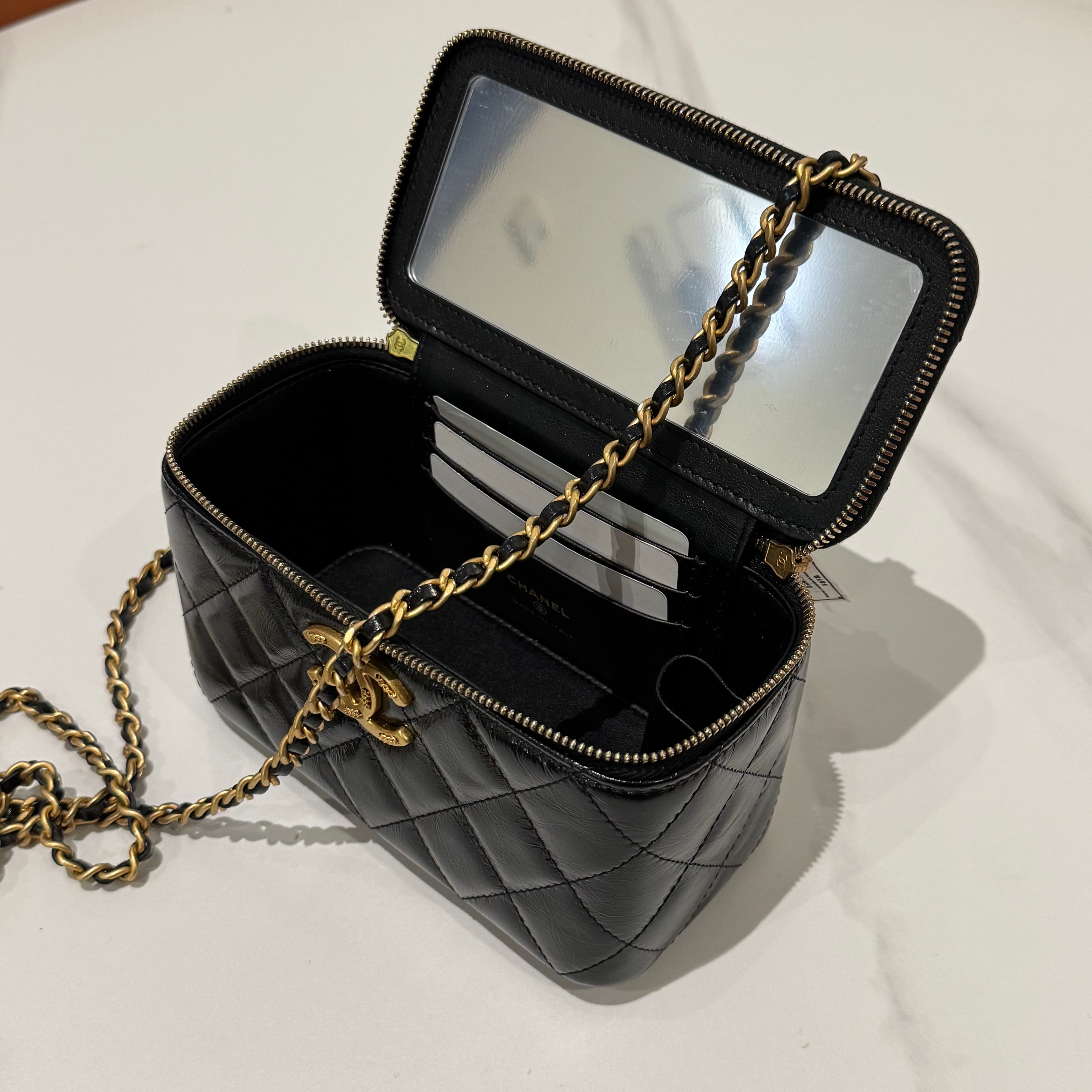 CHANEL Timeless Classic Long Vanity Case in Glazed Calfskin