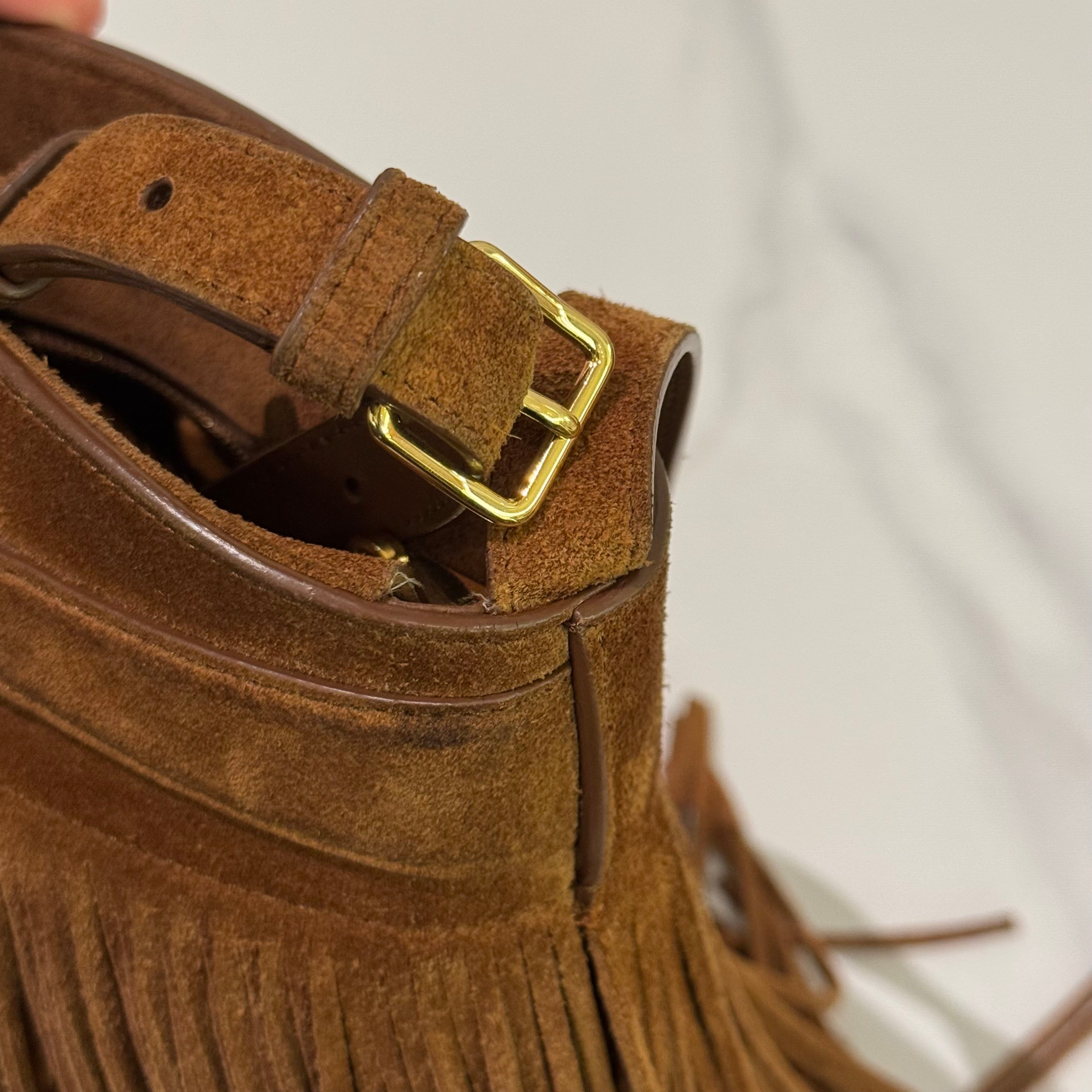 CELINE BUCKET CRECY SUEDE HORSEBIT TASSLE BAG