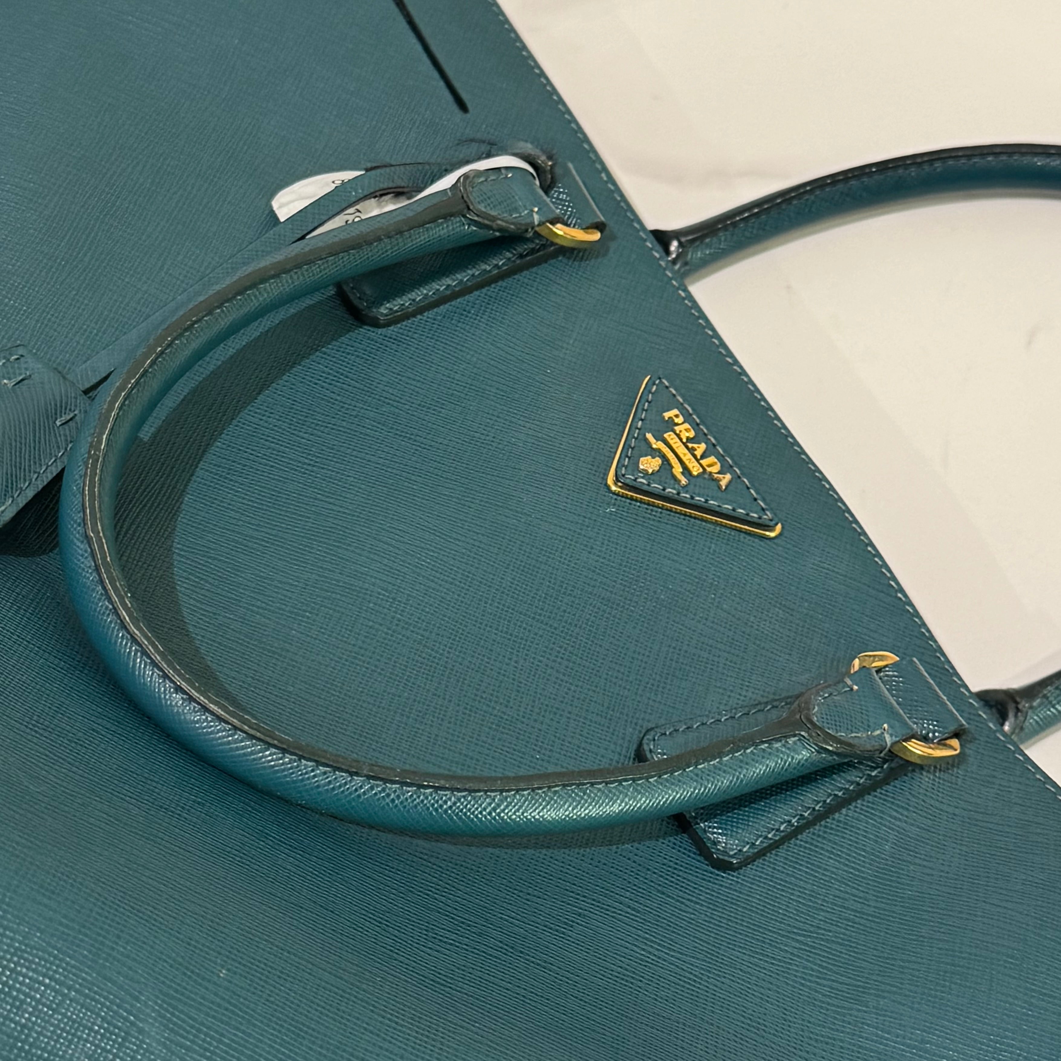 PRADA GALLERIA GREEN TOTE BAG