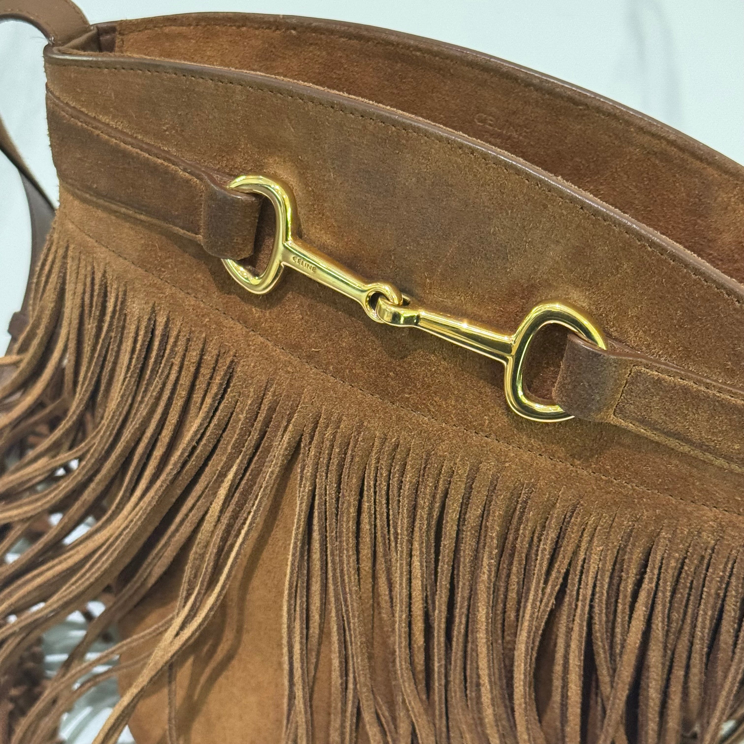 CELINE BUCKET CRECY SUEDE HORSEBIT TASSLE BAG