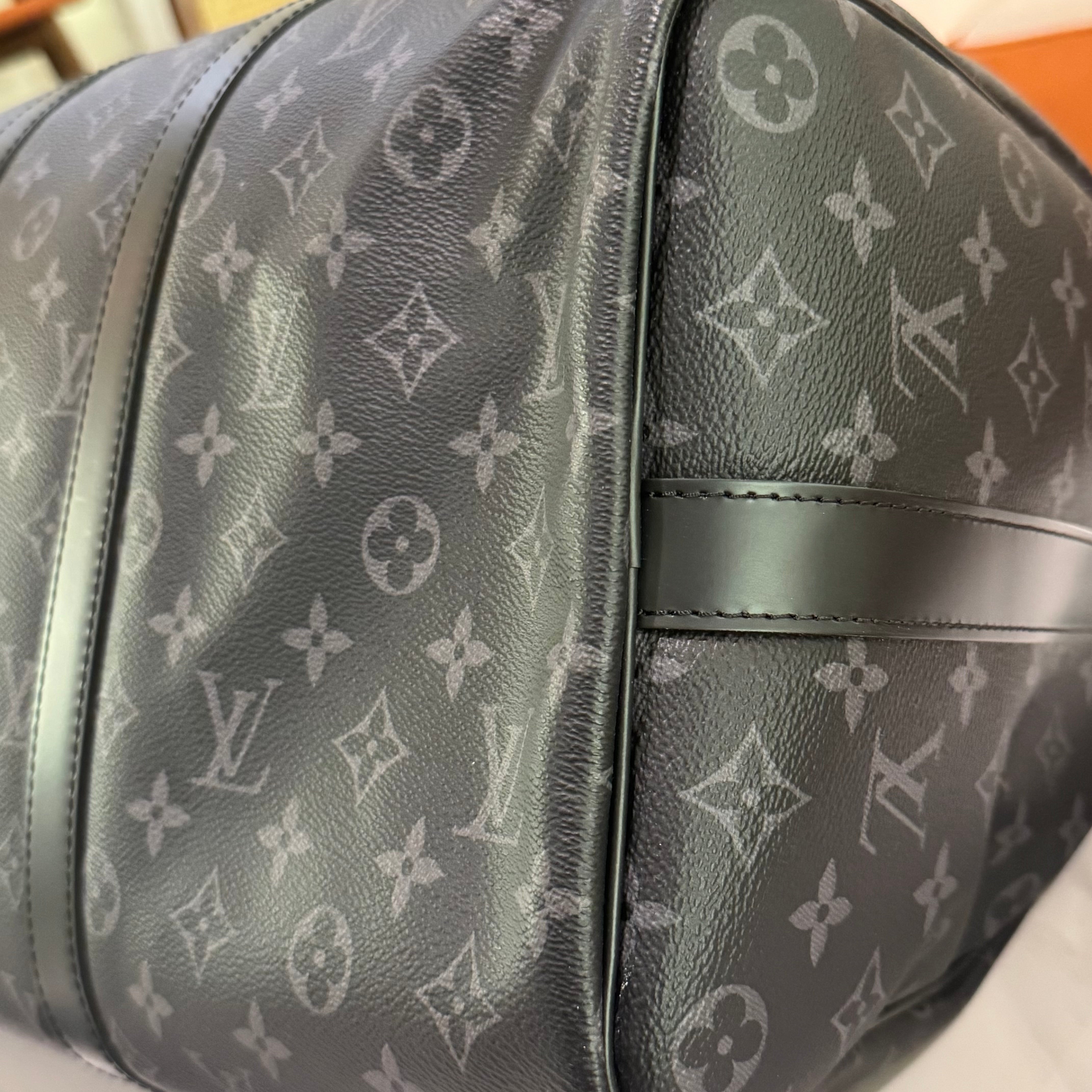 LOUIS VUITTON KEEPALL 45 MONOGRAM MACASSAR BLACK CANVAS
