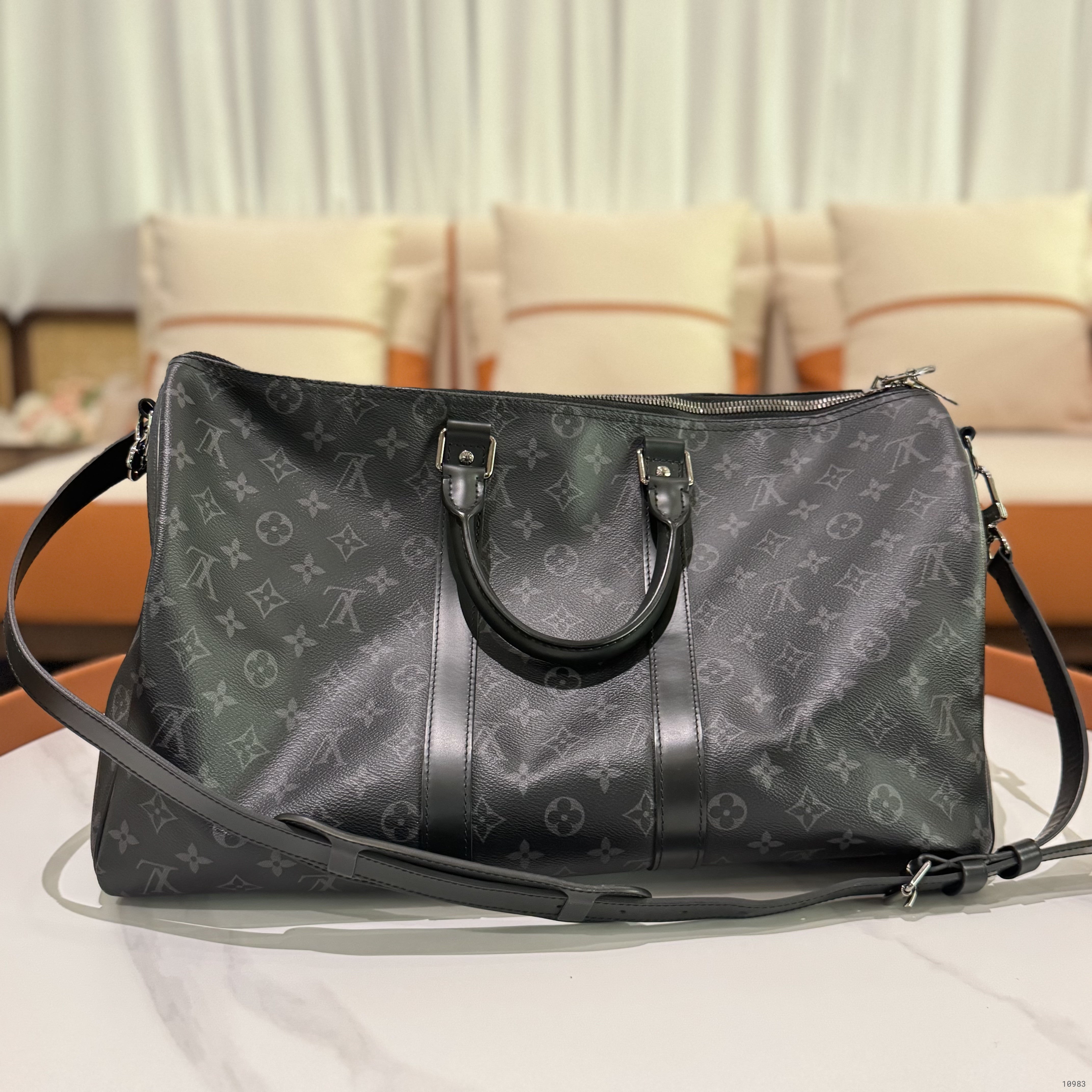 LOUIS VUITTON KEEPALL 45 MONOGRAM MACASSAR BLACK CANVAS