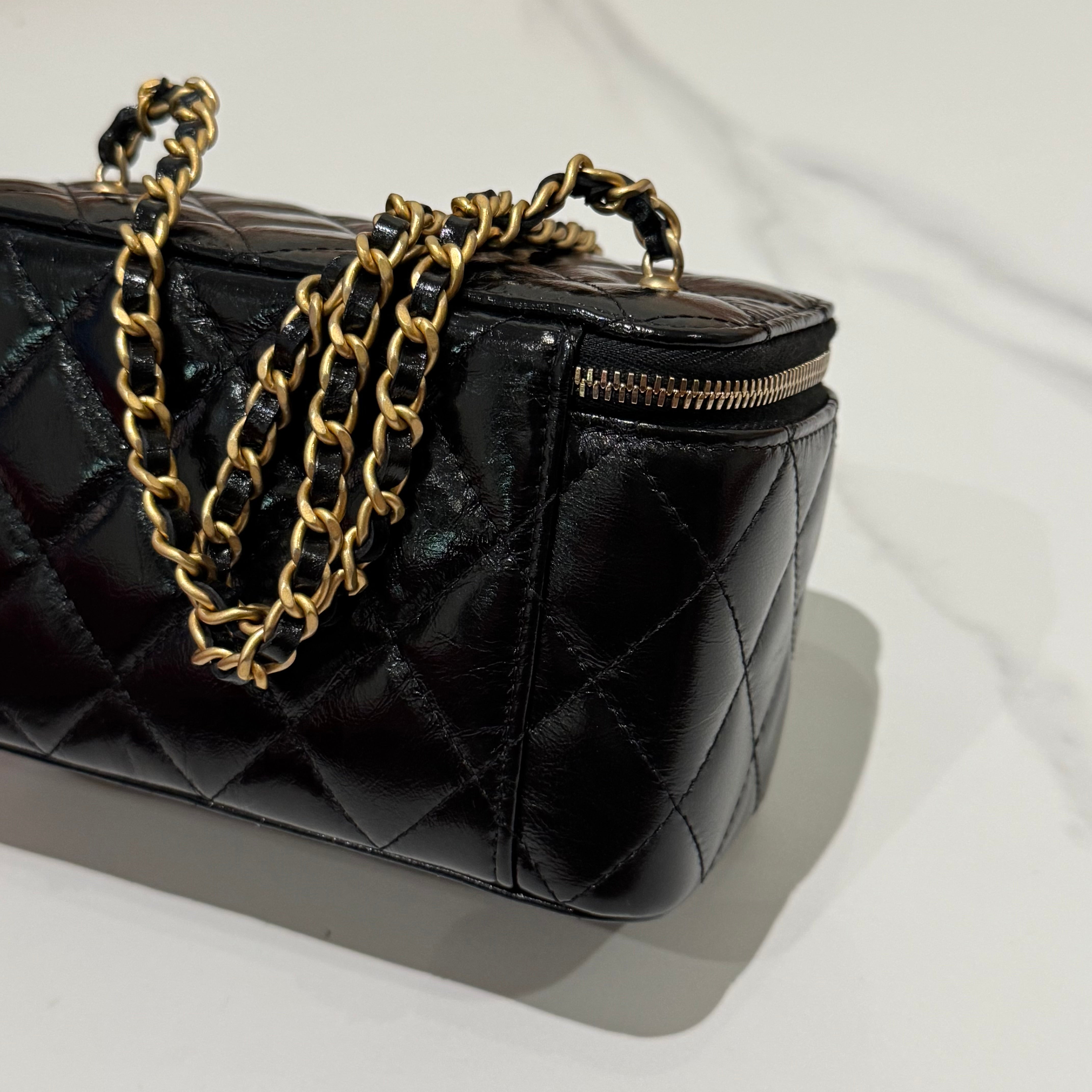 CHANEL Timeless Classic Long Vanity Case in Glazed Calfskin