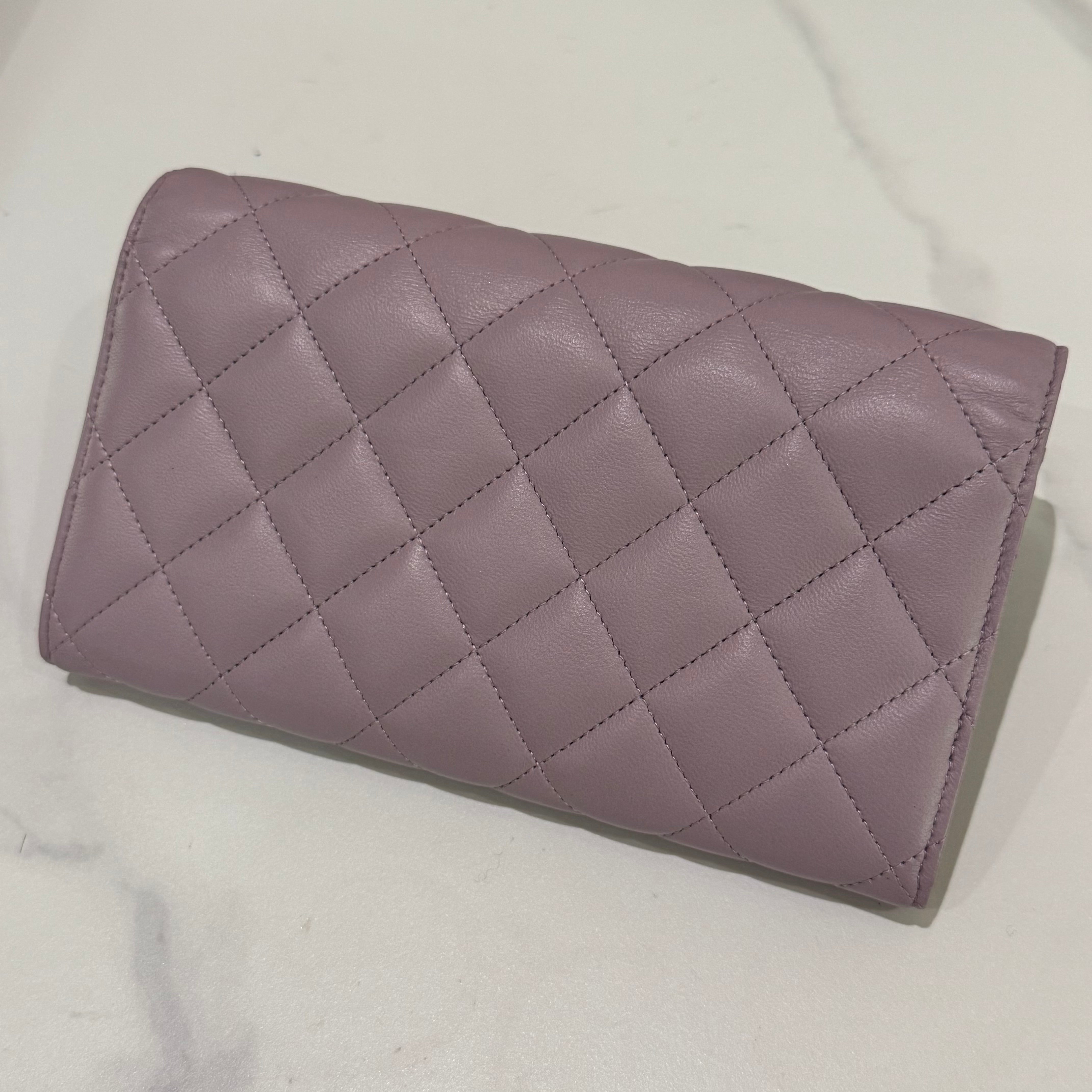 CHANEL LONG WALLET LIGHT PURPLE LAMBSKIN WALLET