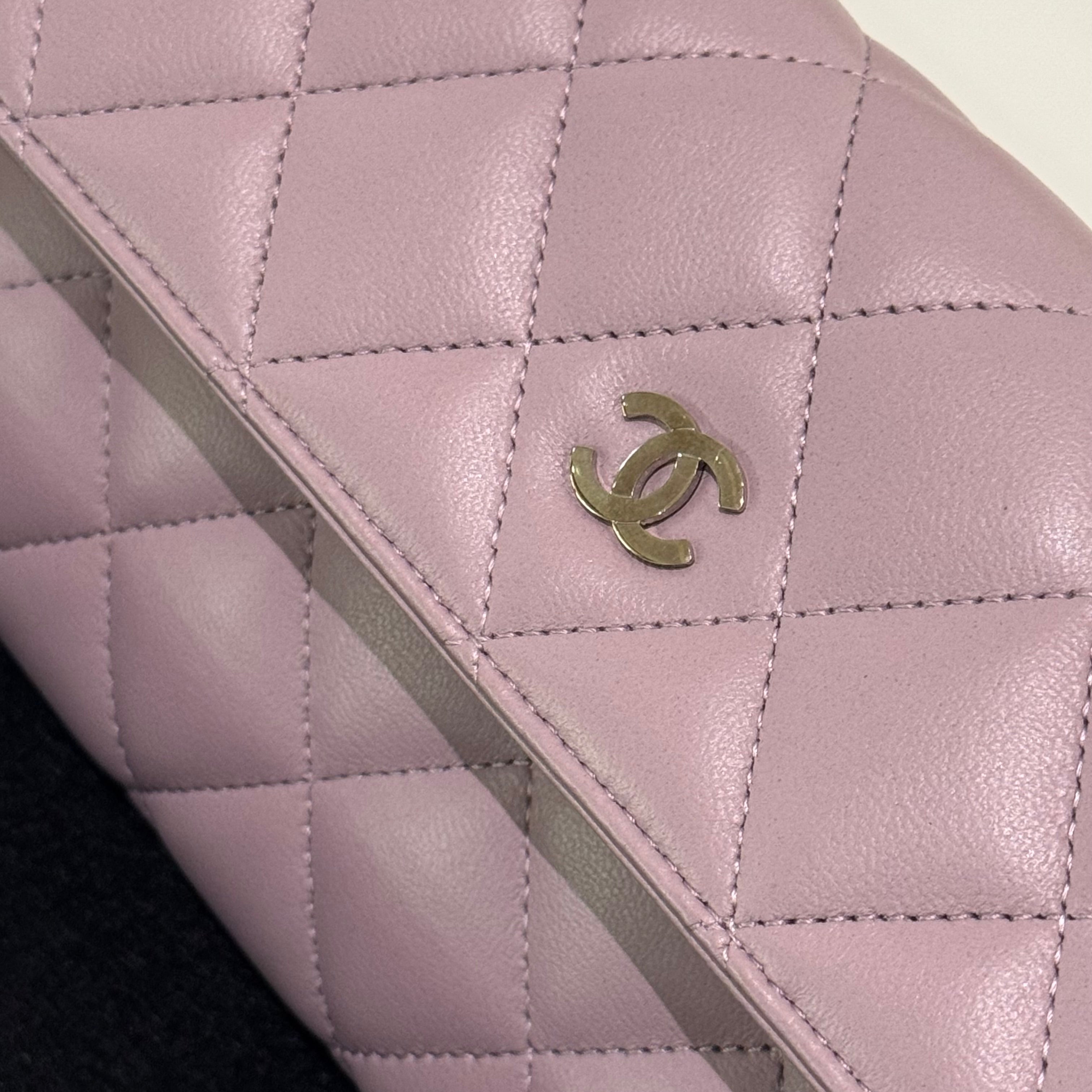 CHANEL LONG WALLET LIGHT PURPLE LAMBSKIN WALLET