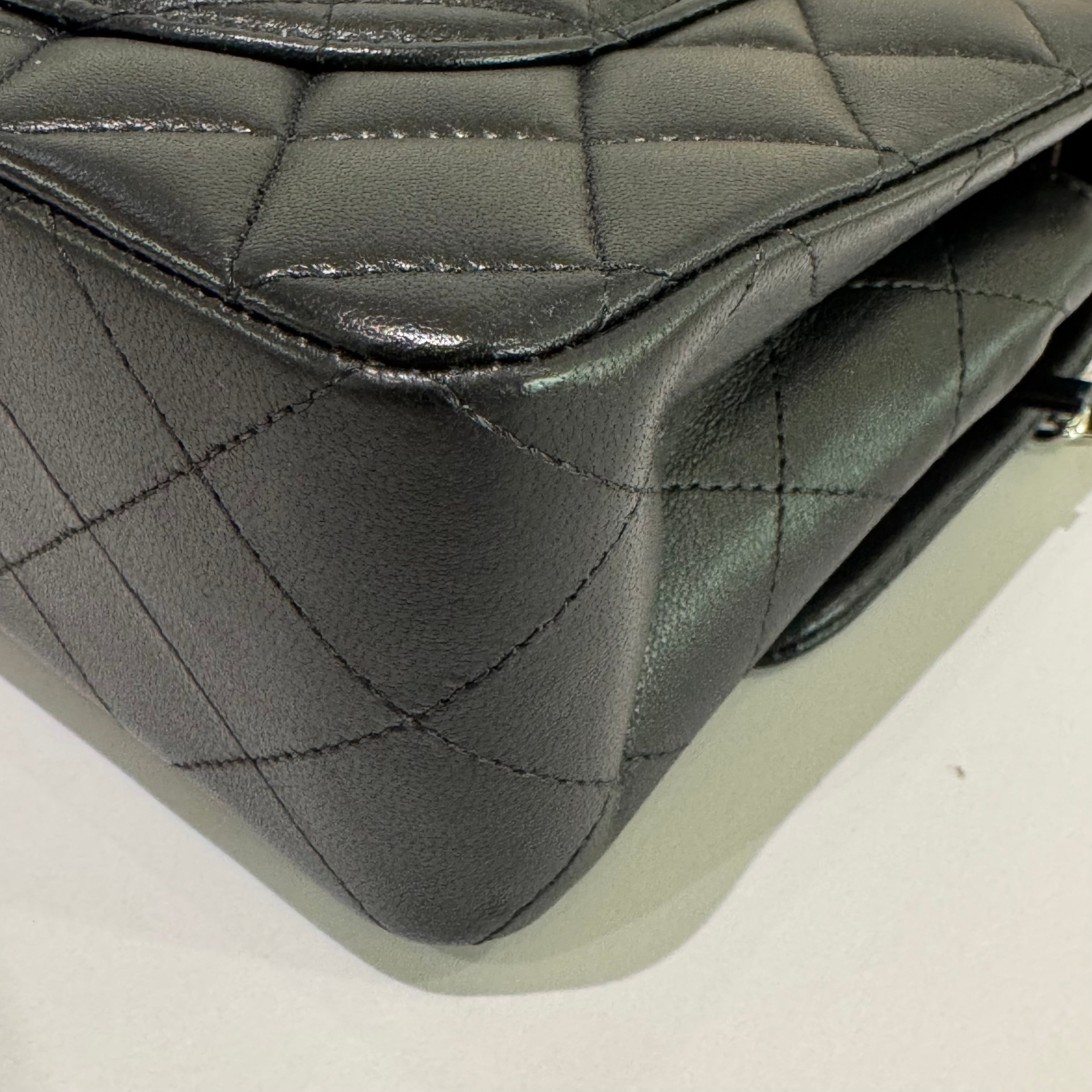 CHANEL CF SMALL BLACK LAMBSKIN WITH SILVER HARDWARE – AUTHENTICITY CARD MODEL