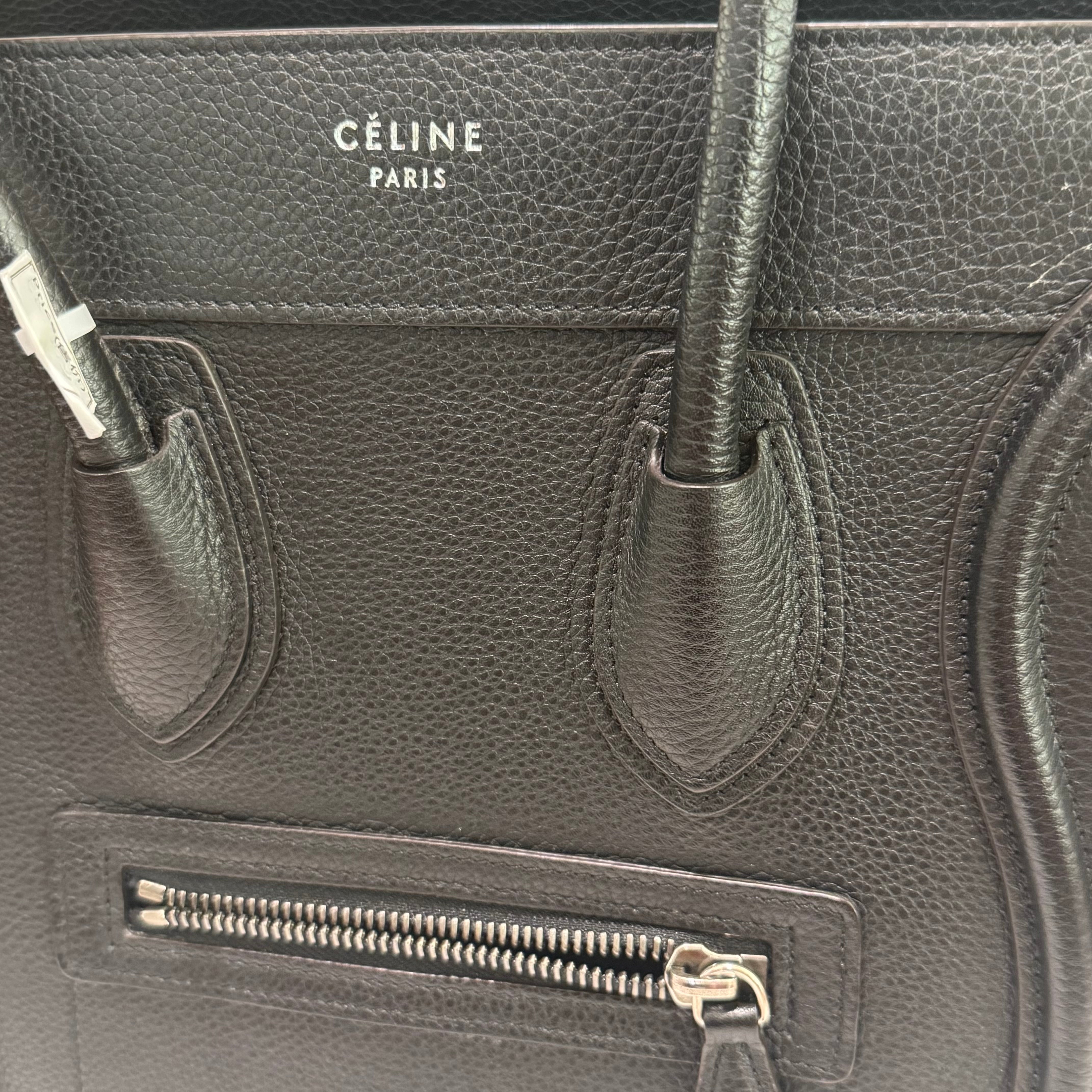 CELINE LUGGAGE MICRO TOTE BLACK WITH SILVER HARDWARE