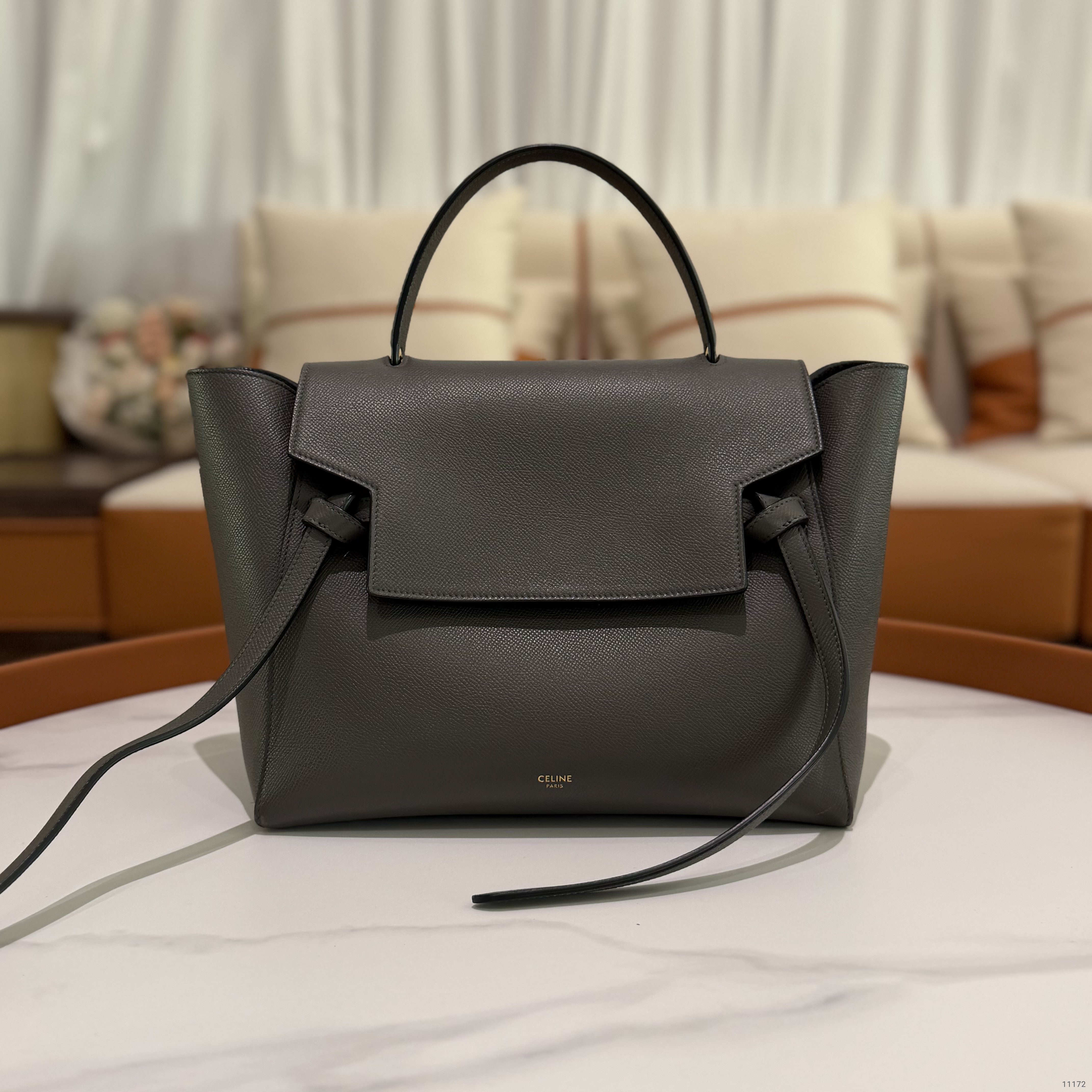 CELINE MICRO LUGGAGE HANDBAG GREY CALFSKIN LEATHER