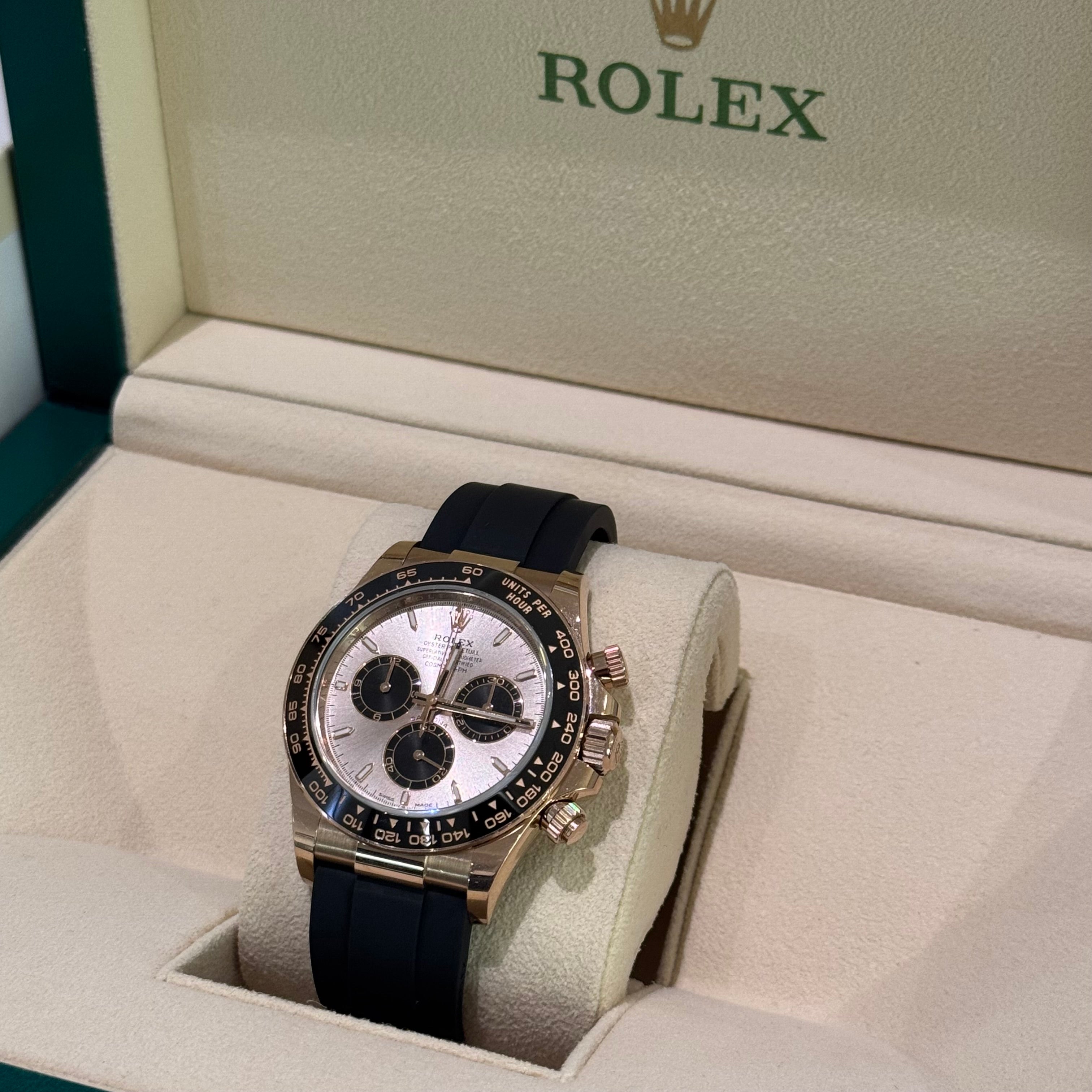 ROLEX DAYTONA 126515LN EVEROSE GOLD RUBBER STRAP 2023 FULL SET
