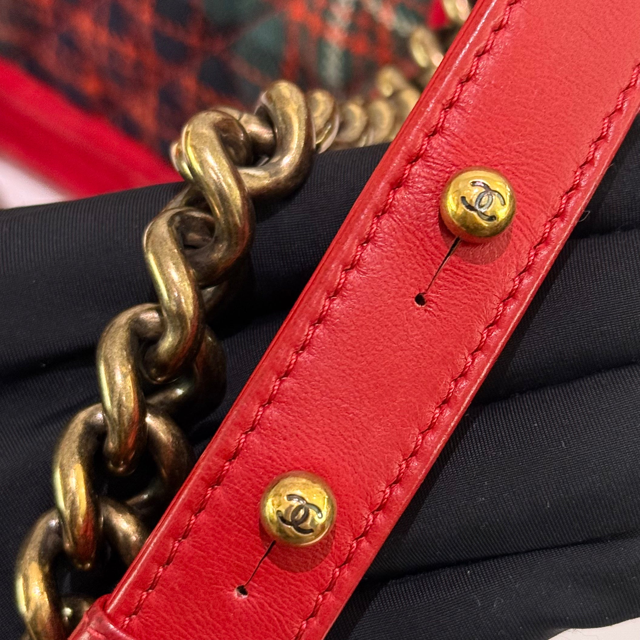 CHANEL SMALL RED VELVET & PLAID LEBOY BAG – EDINBURGH COLLECTION