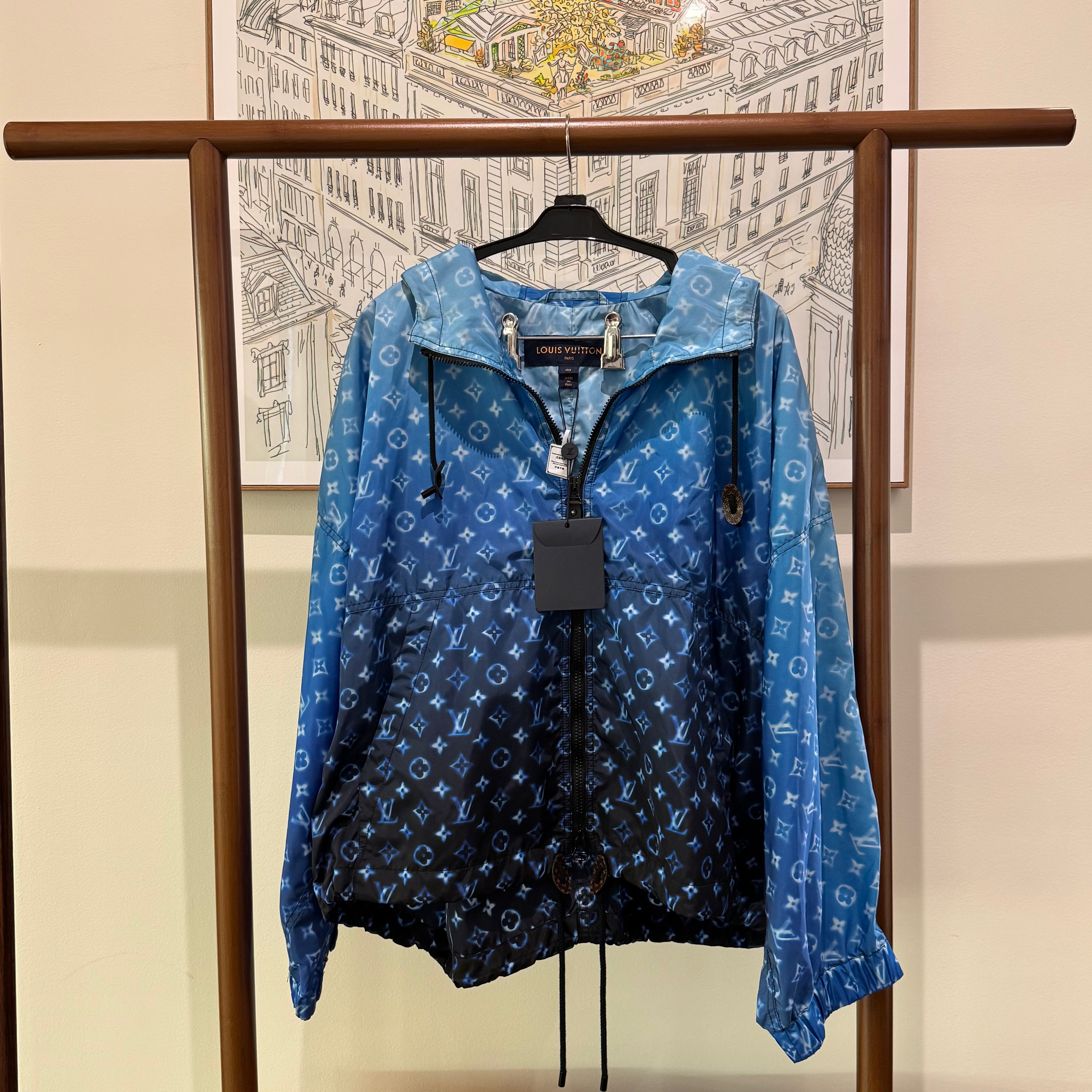 LOUIS VUITTON WATER-REPELLENT NYLON PRINT HOODED COAT