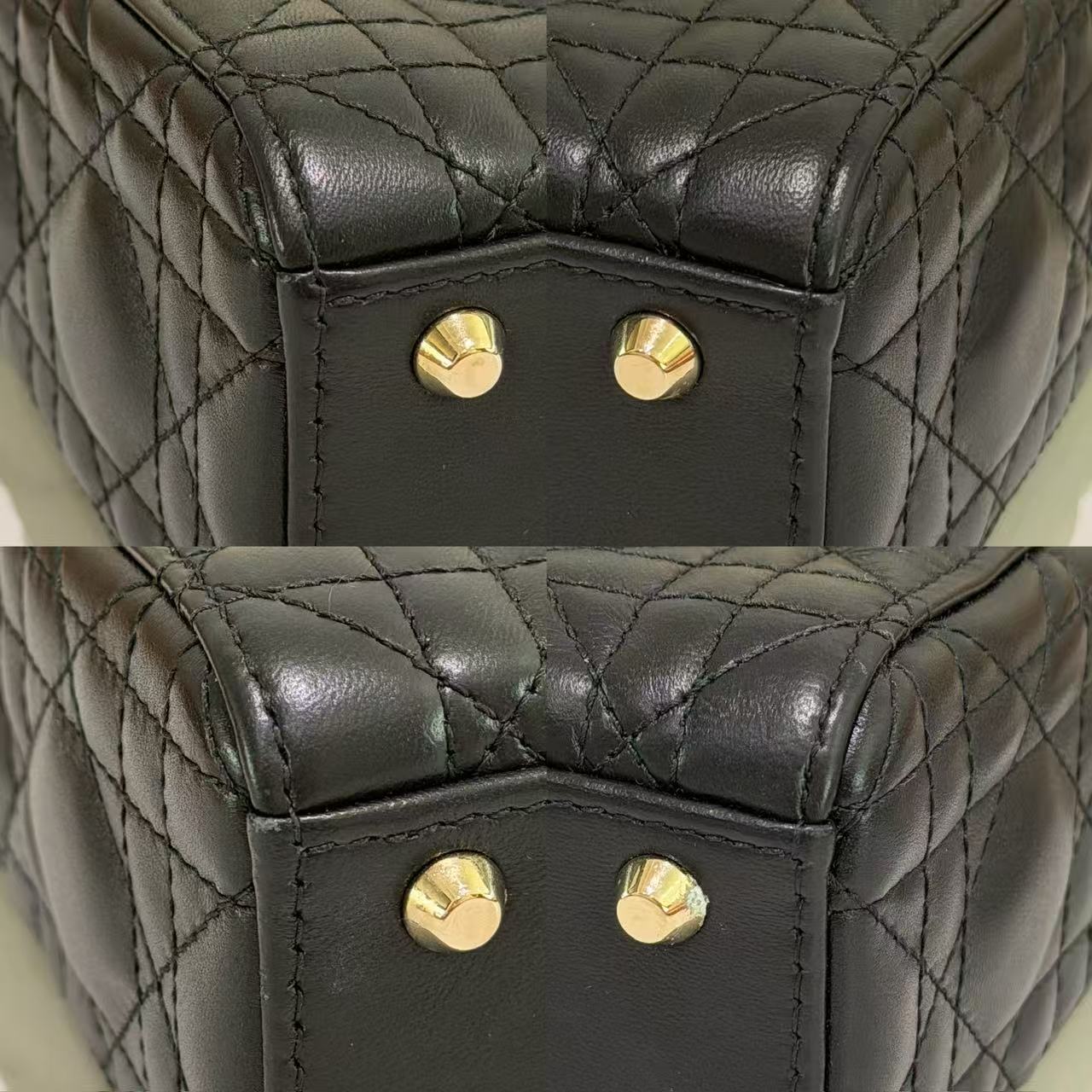 Dior Lady Dior Black Lambskin Medium Bag with Gold Hardware