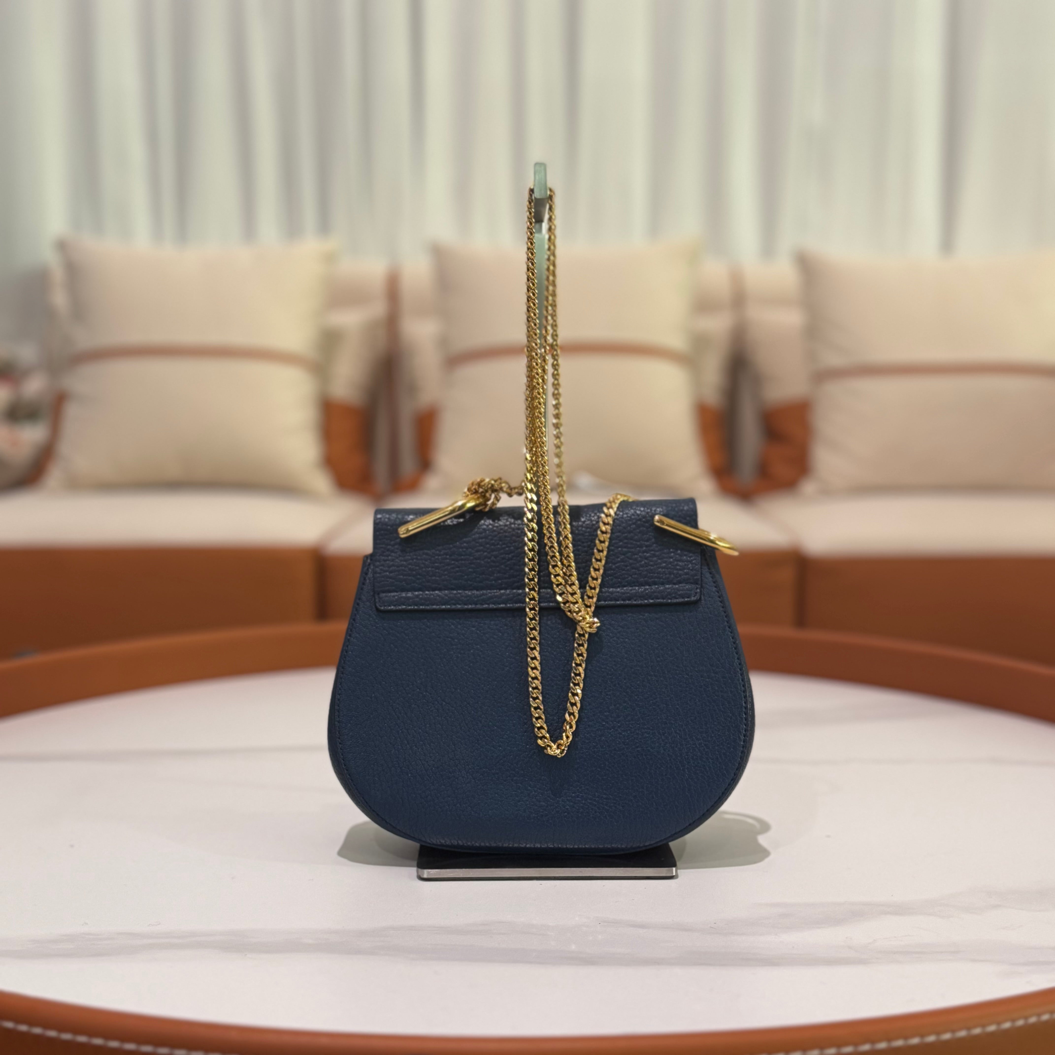 CHLOÉ MINI DEEP BLUE LEATHER “PIGGY” BAG