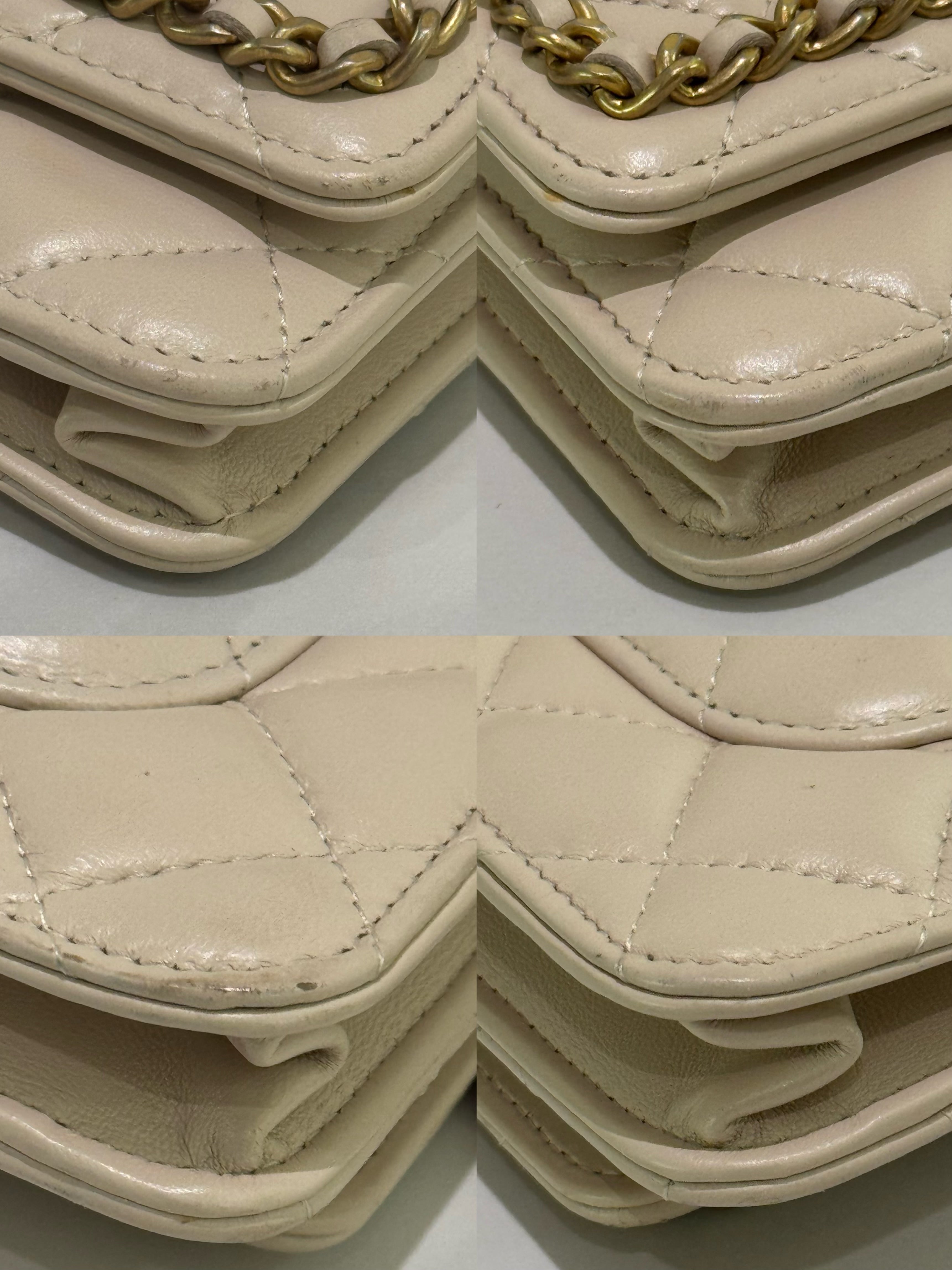 CHANEL WALLET ON CHAIN IVORY LAMBSKIN SHOULDER BAG
