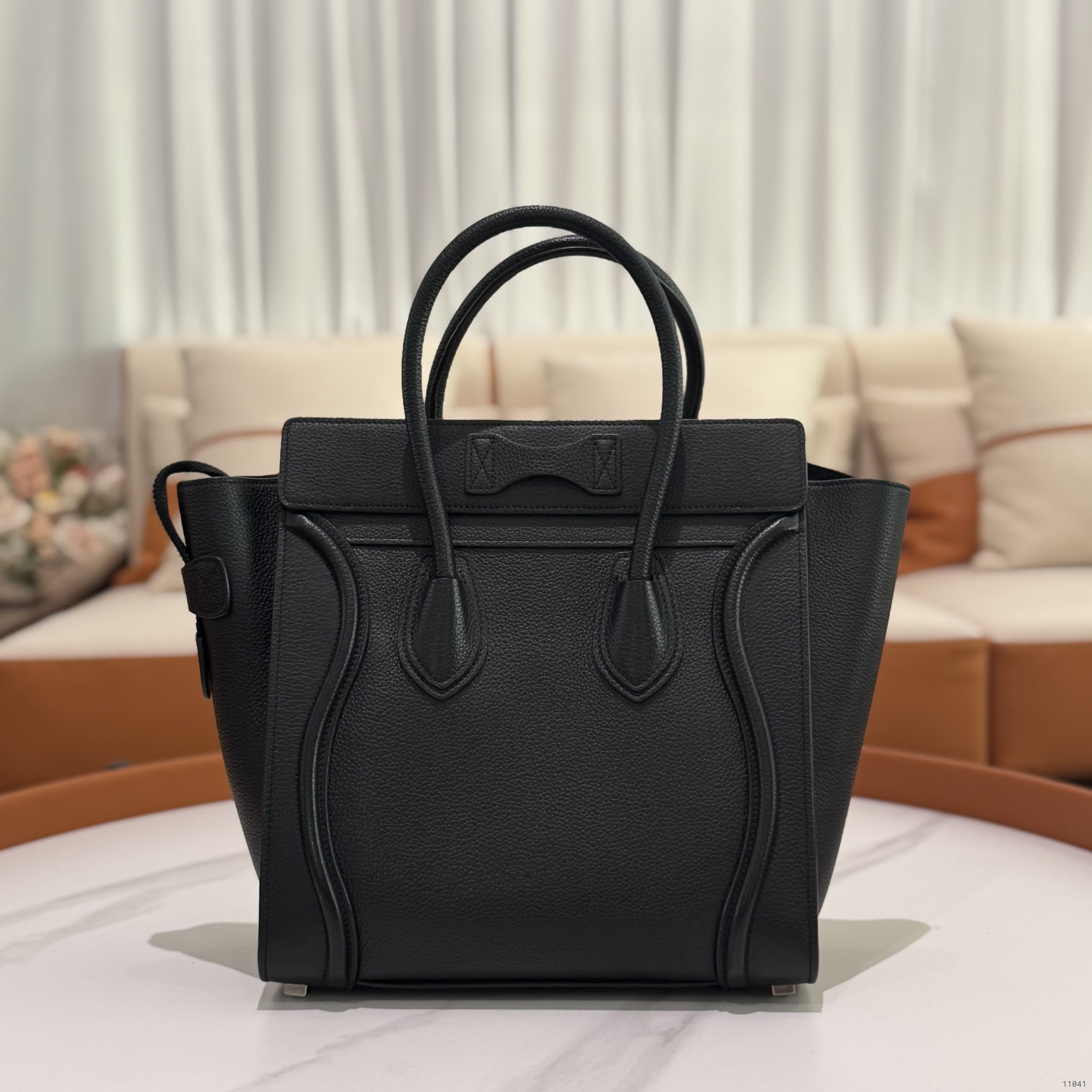 CELINE LUGGAGE MICRO TOTE BLACK WITH SILVER HARDWARE
