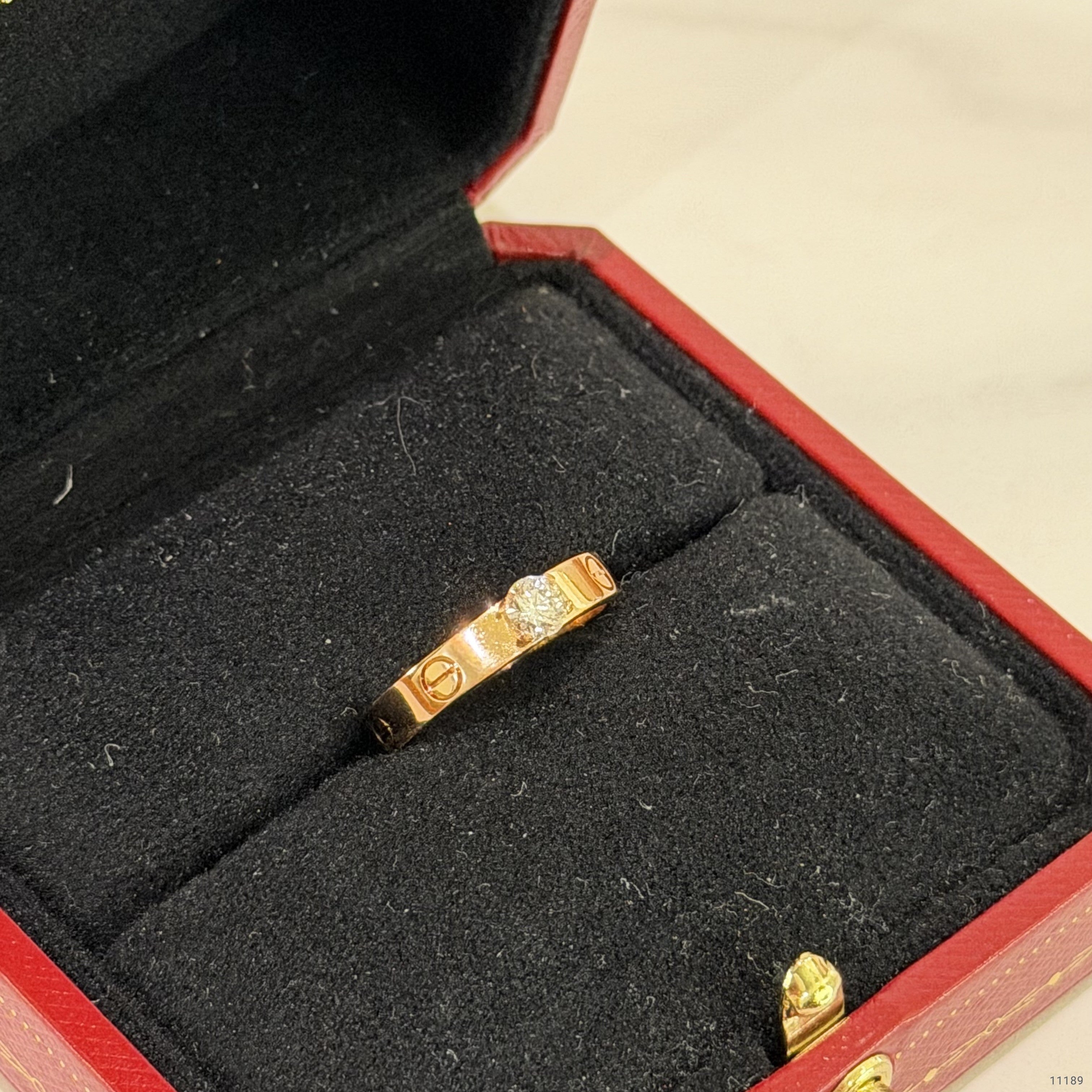 CARTIER LOVE Single Diamond Narrow Ring 18K Rose Gold 0.26ct