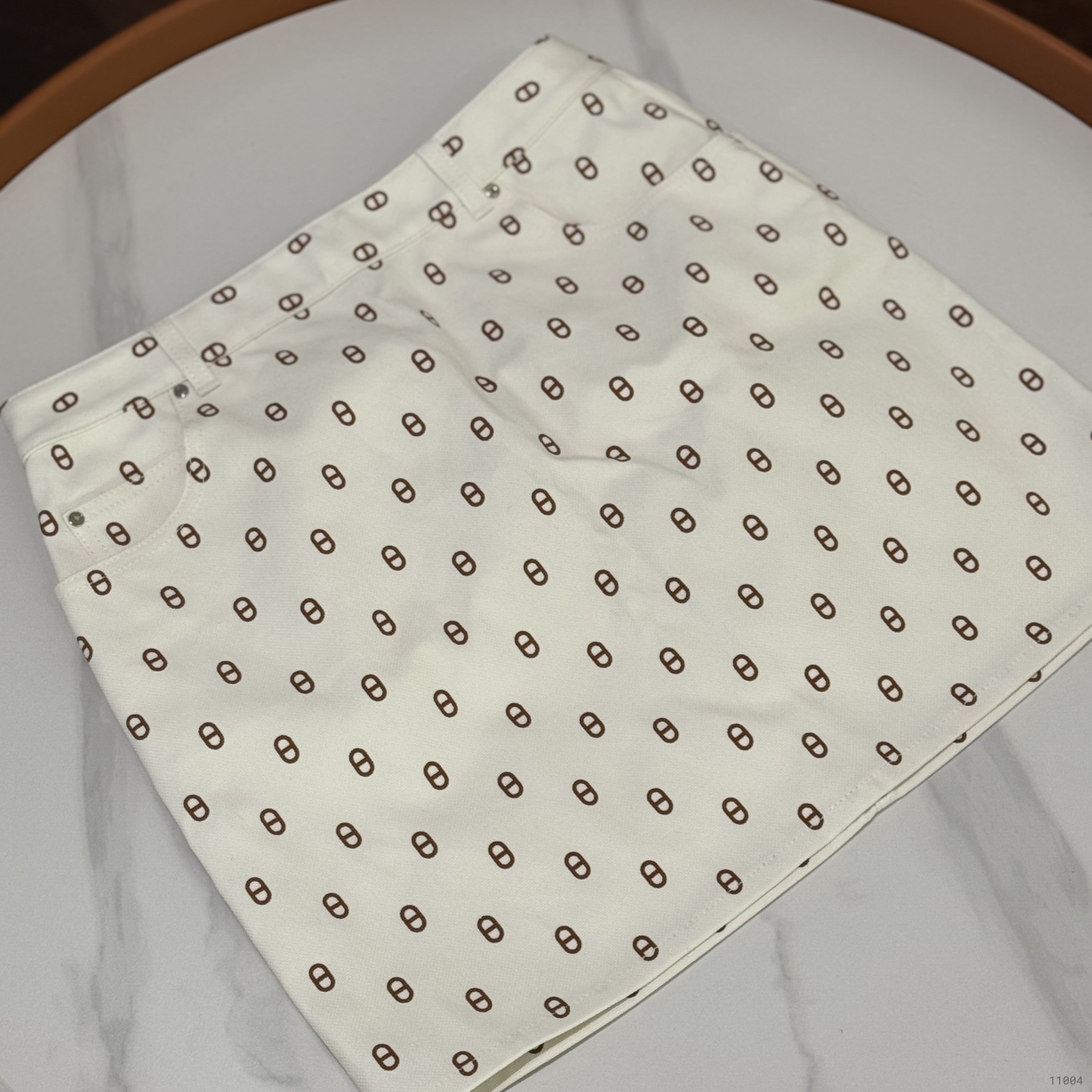 HERMÈS WHITE DENIM A-LINE SKIRT