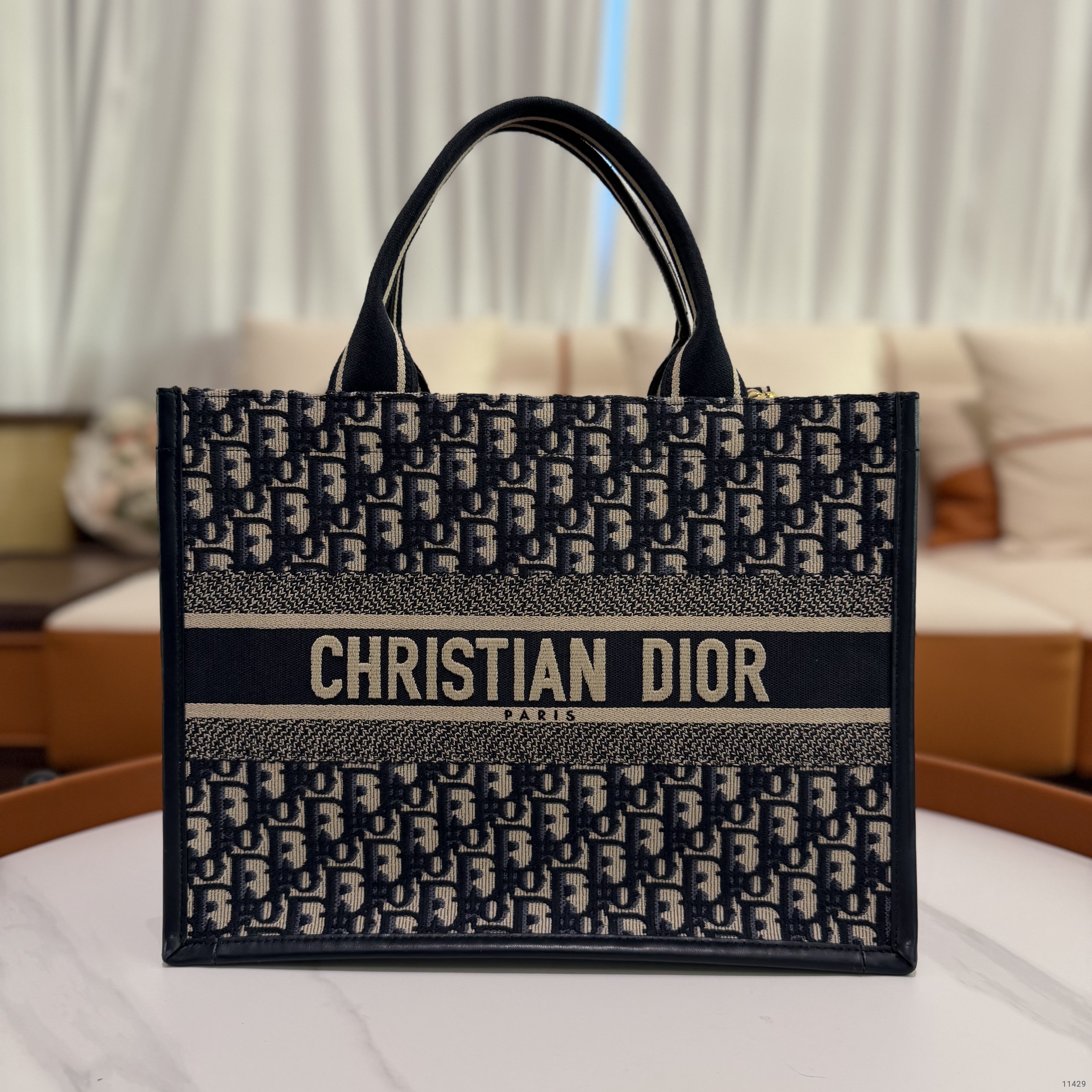 Christian Dior バッグ Christian Dior Blue Jaquard Monogram Saddle Bag Canvas With Box