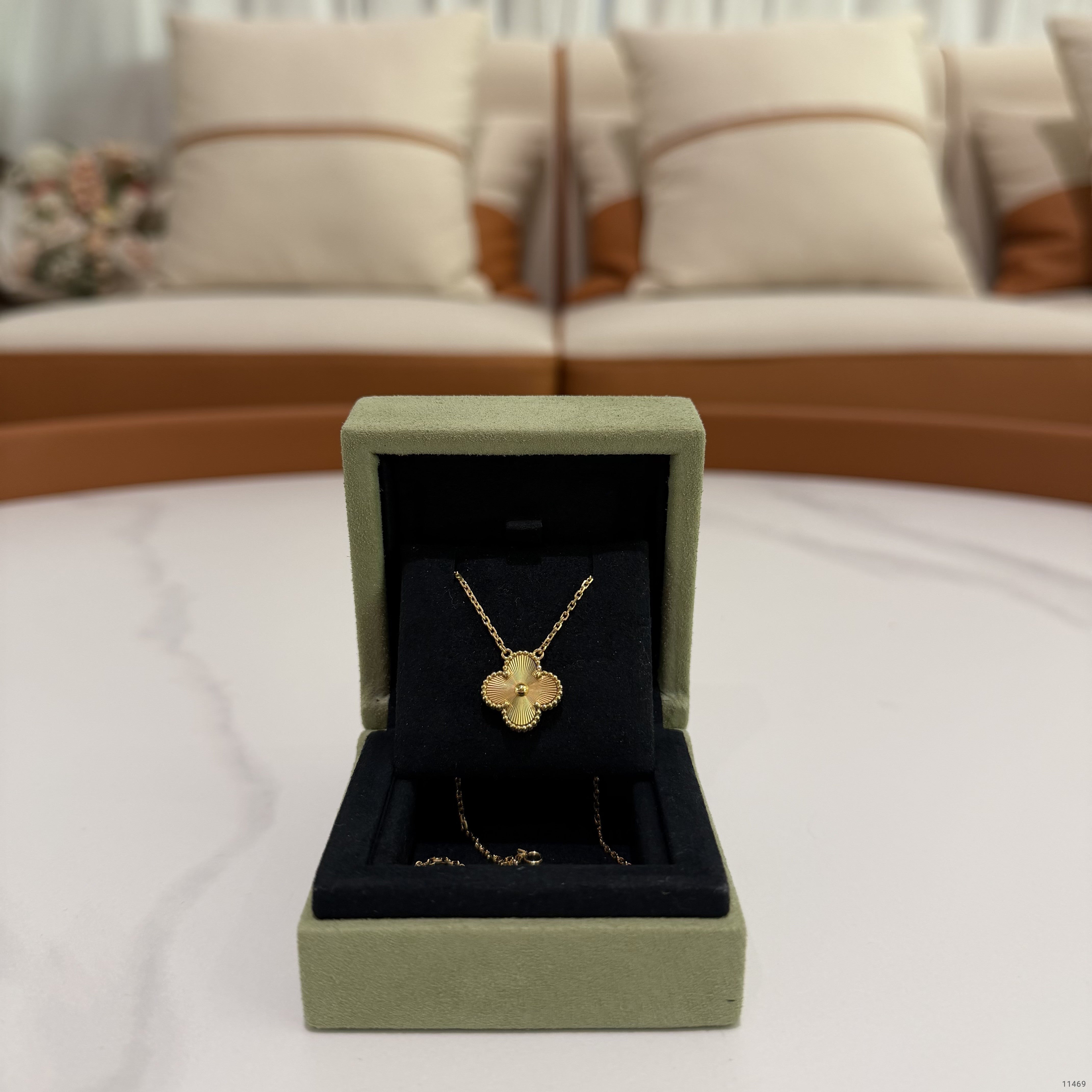 Van Cleef & Arpels 18K Yellow Gold Guilloché Necklace (Medium Model)