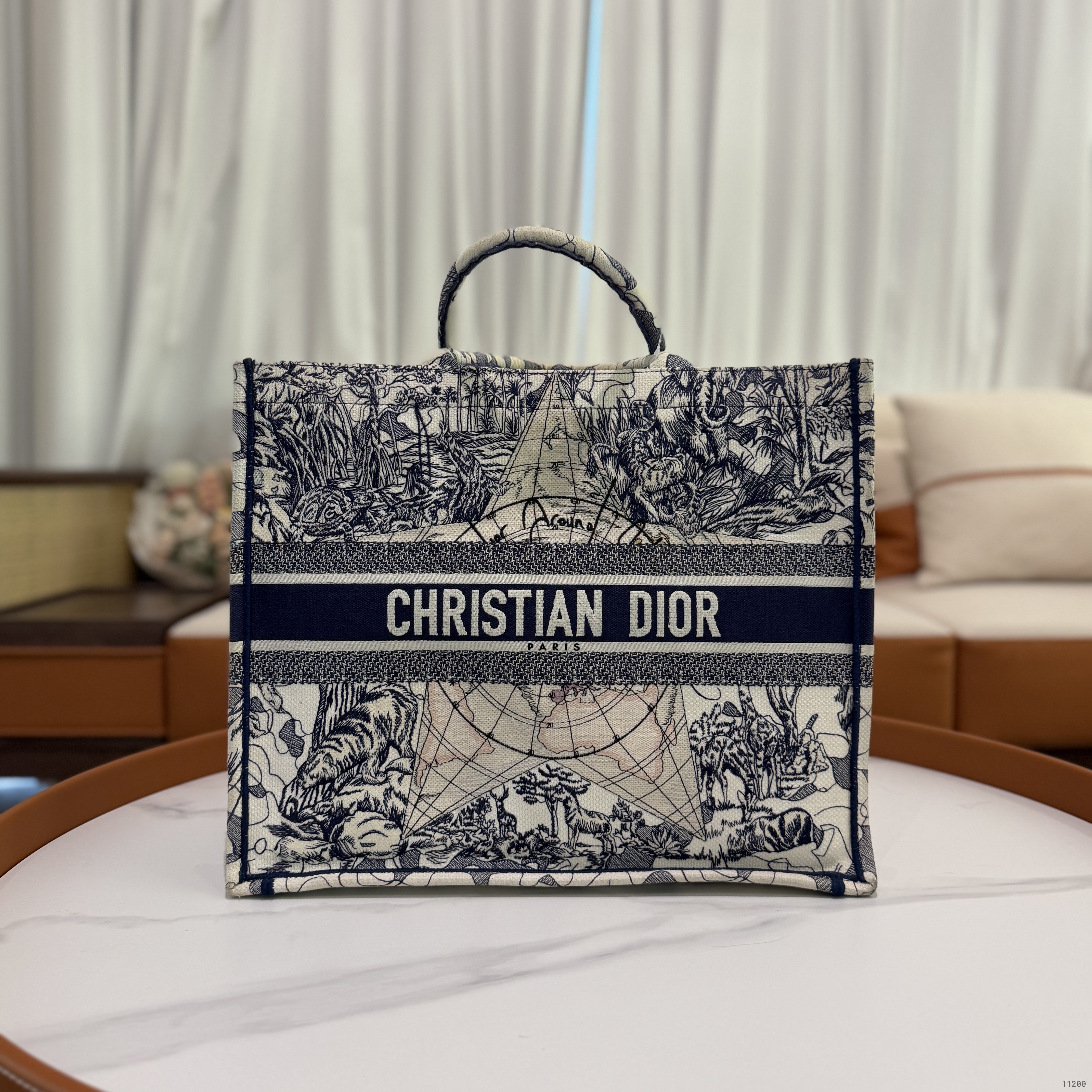 DIOR Blue & White Nautical Embroidery Star Tote Bag